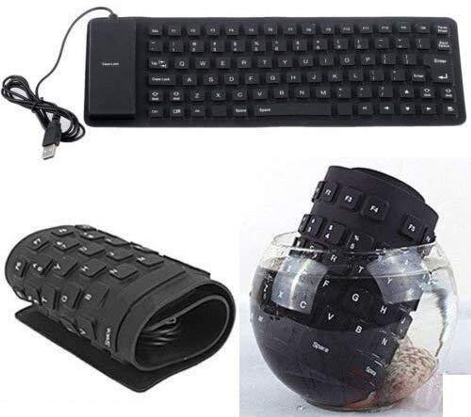 Image of BLAPOXE Foldable Silicone Wired Silent Keyboard, 85-Key Portable Soft Rubber Keyboard Wired USB, Wireless Handheld Laptop Keyboard Compatible with Desktop, Laptop, Mac
