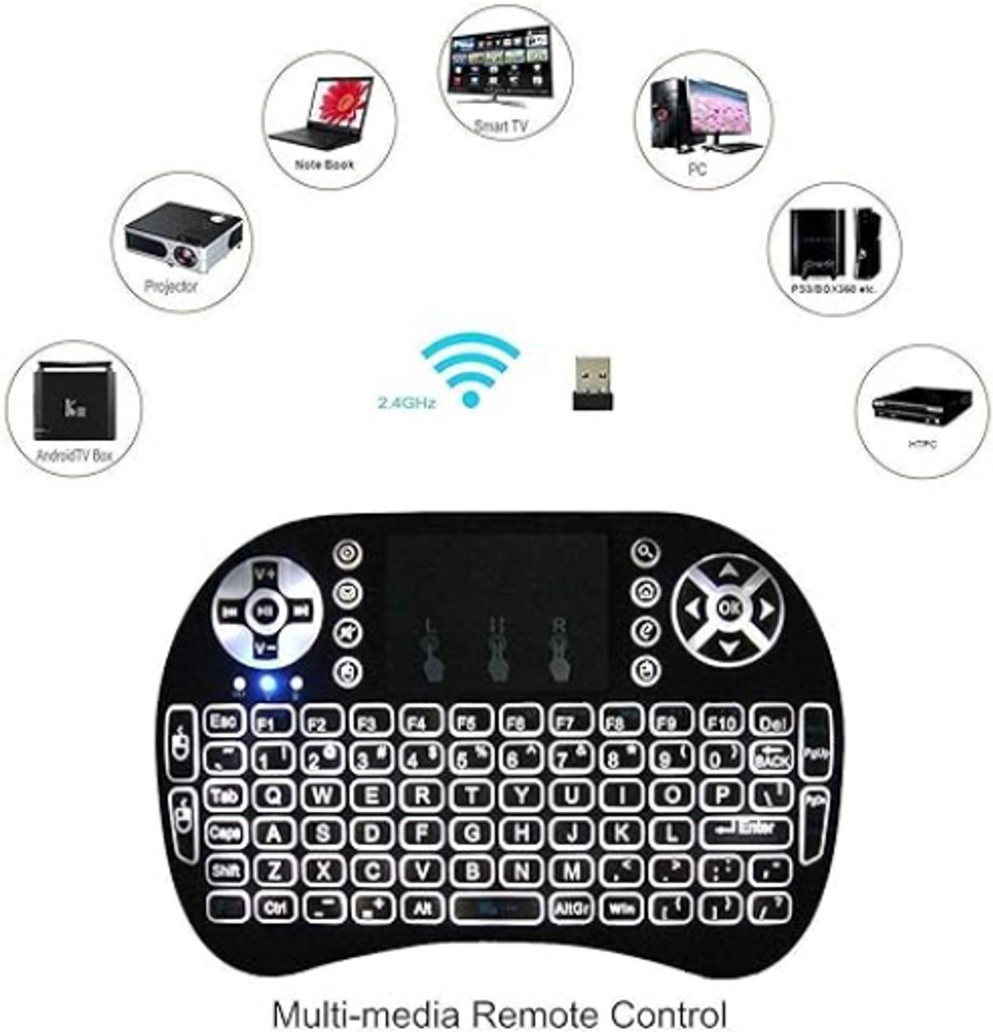 FRONY BGF_875A_hard Keyboard with Backlight Touchpad Mouse, Mini