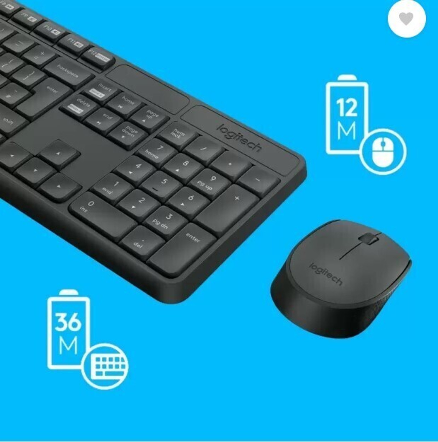 Image of Logitech MK235 Combo Wireless Standard Laptop Keyboard Compatible with Desktop, Laptop, Mac stand support,MK235