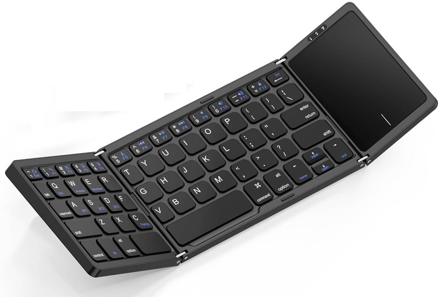 microware Foldable Bluetooth Keyboard with Touchpad, Tri-Folding