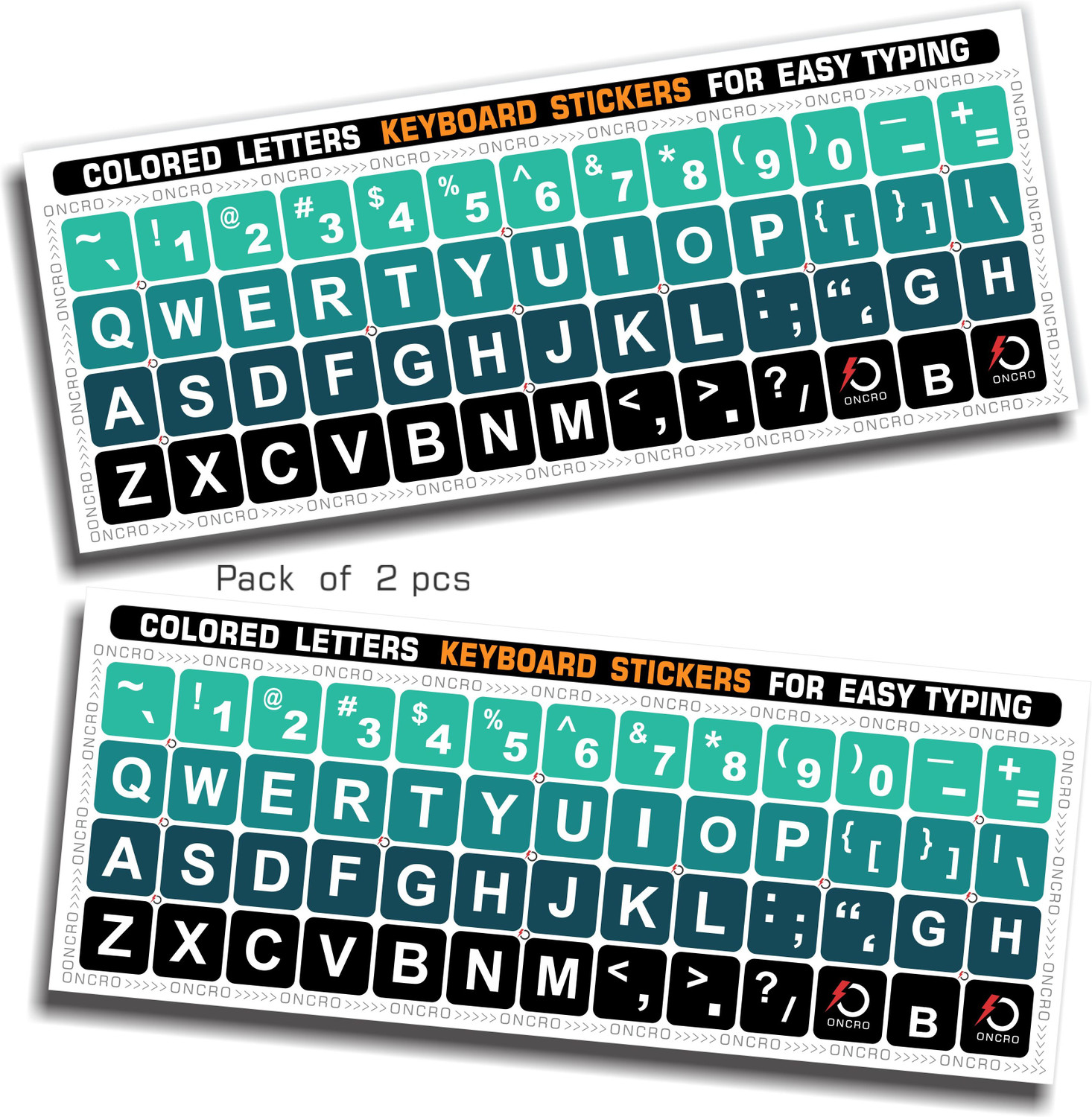 Image of ONCRO Colored Language Typing font English letter keyboard sticker alphabets stickers Wired USB Laptop-size Laptop Keyboard Compatible with Laptop, Desktop, Mac