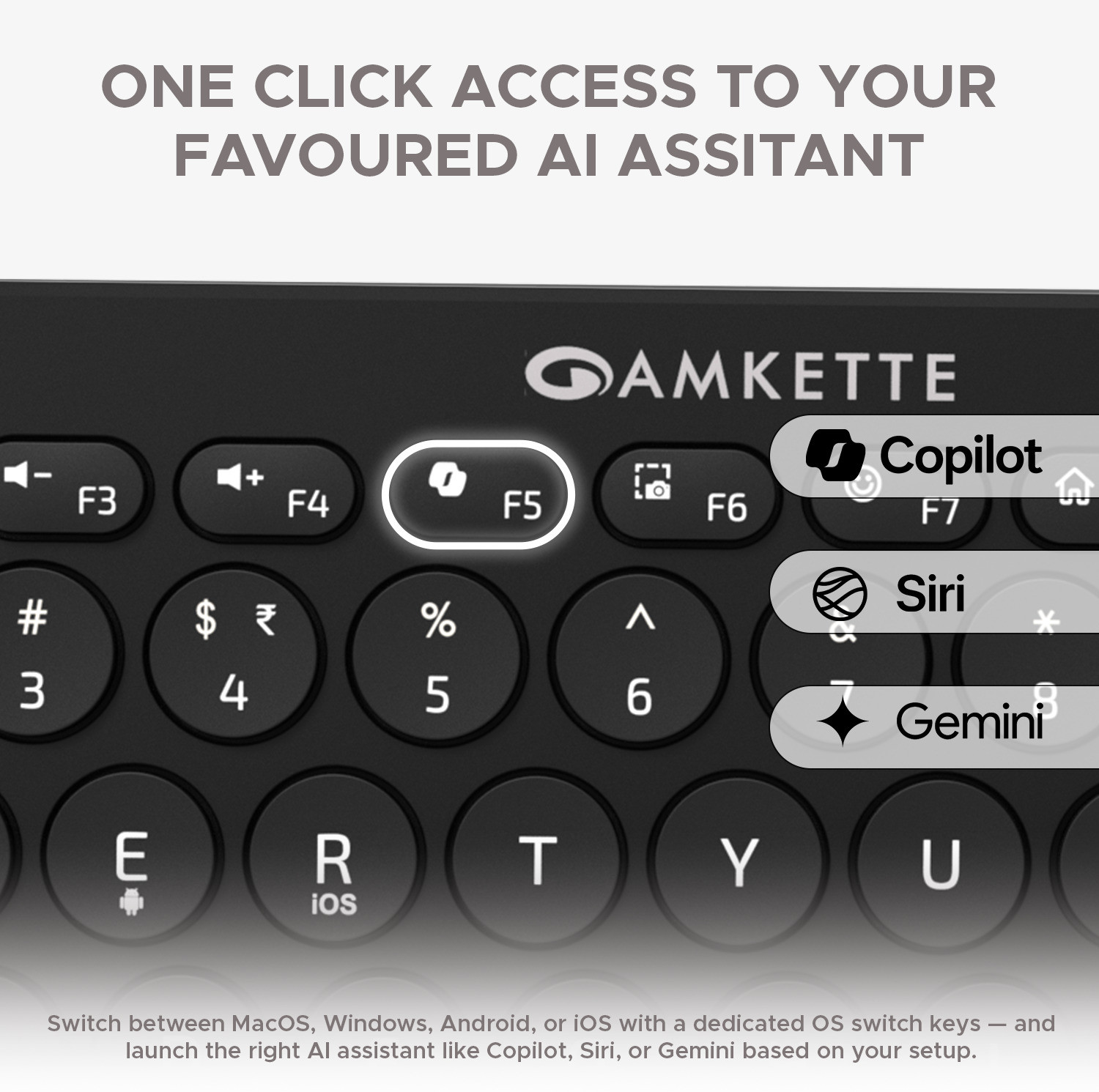 Image of AMKETTE Optimus BT Plus 4 in 1 Bluetooth, Wireless Standard Laptop Keyboard Compatible with Desktop, Laptop, Tablet, iPad, Mac