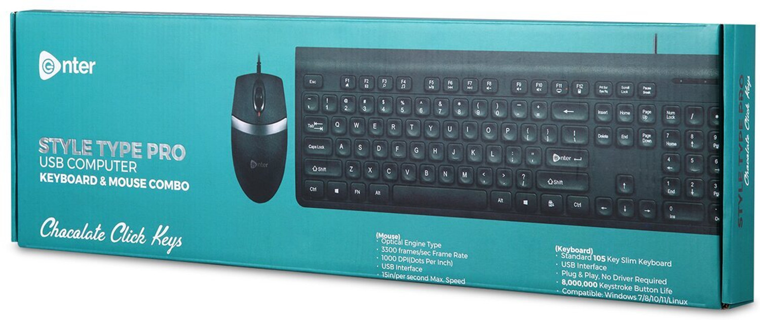 Image of Enter StyleType Pro Combo Wired USB Standard Laptop Keyboard Compatible with Desktop, Laptop, Mac, Tablet