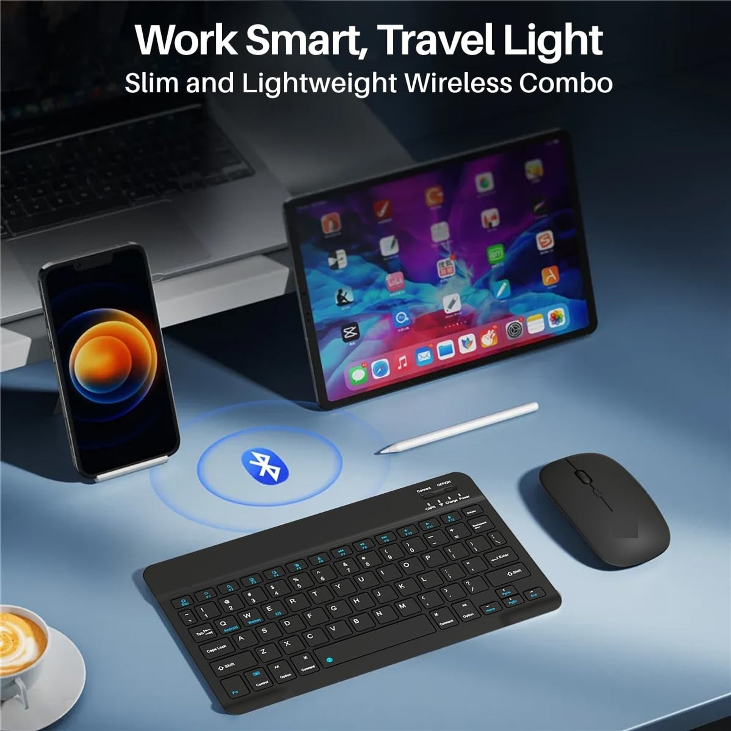 Image of RyzCare Pad Rechargeable Bluetooth Keyboard & Mouse Combo Wireless Laptop-size Laptop Keyboard Compatible with Laptop, Desktop, iPad, Tablet