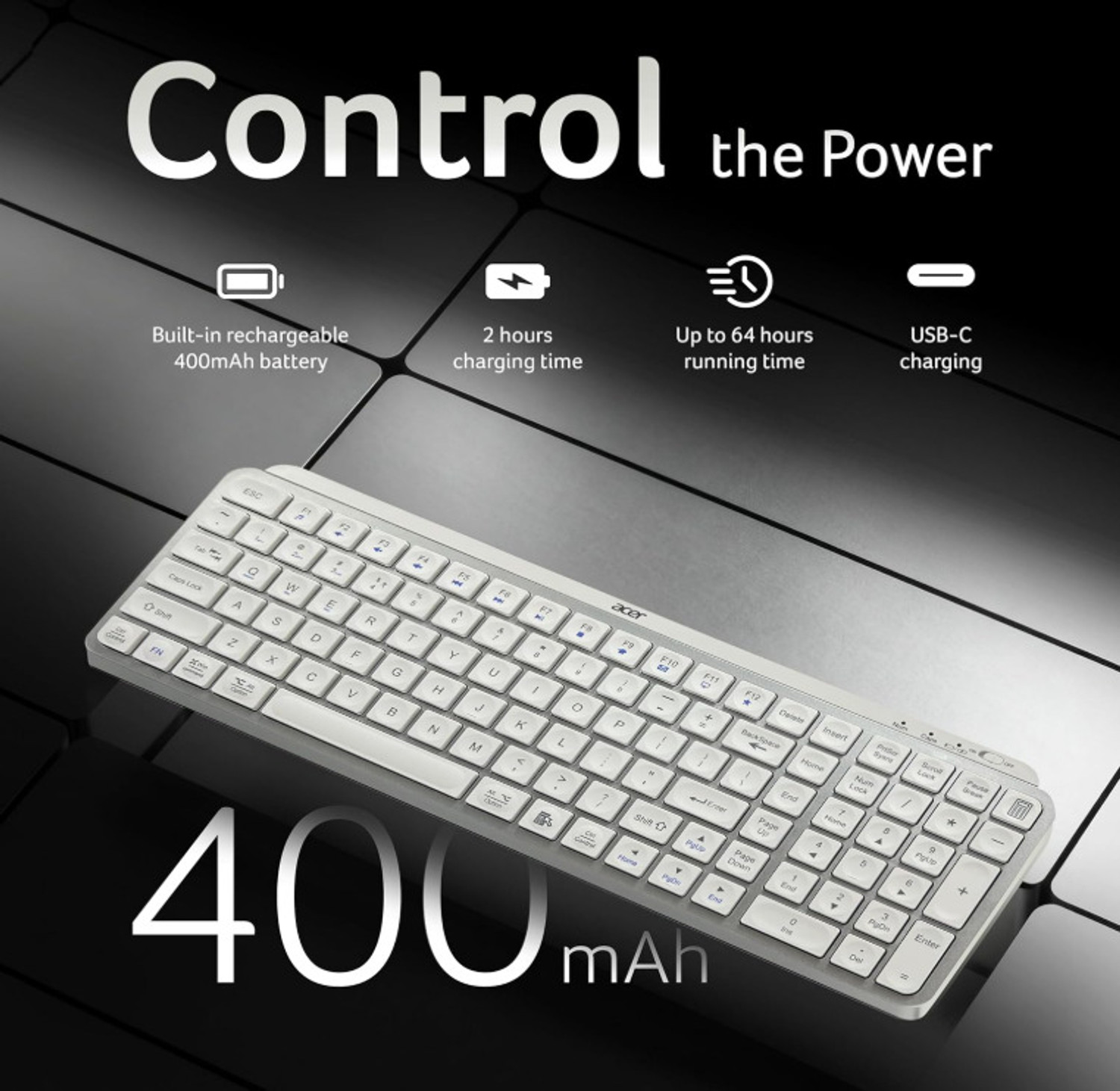 Image of Acer ZC.A01SI.3ZG Wireless Standard Laptop Keyboard Compatible with Desktop, Laptop, Tablet