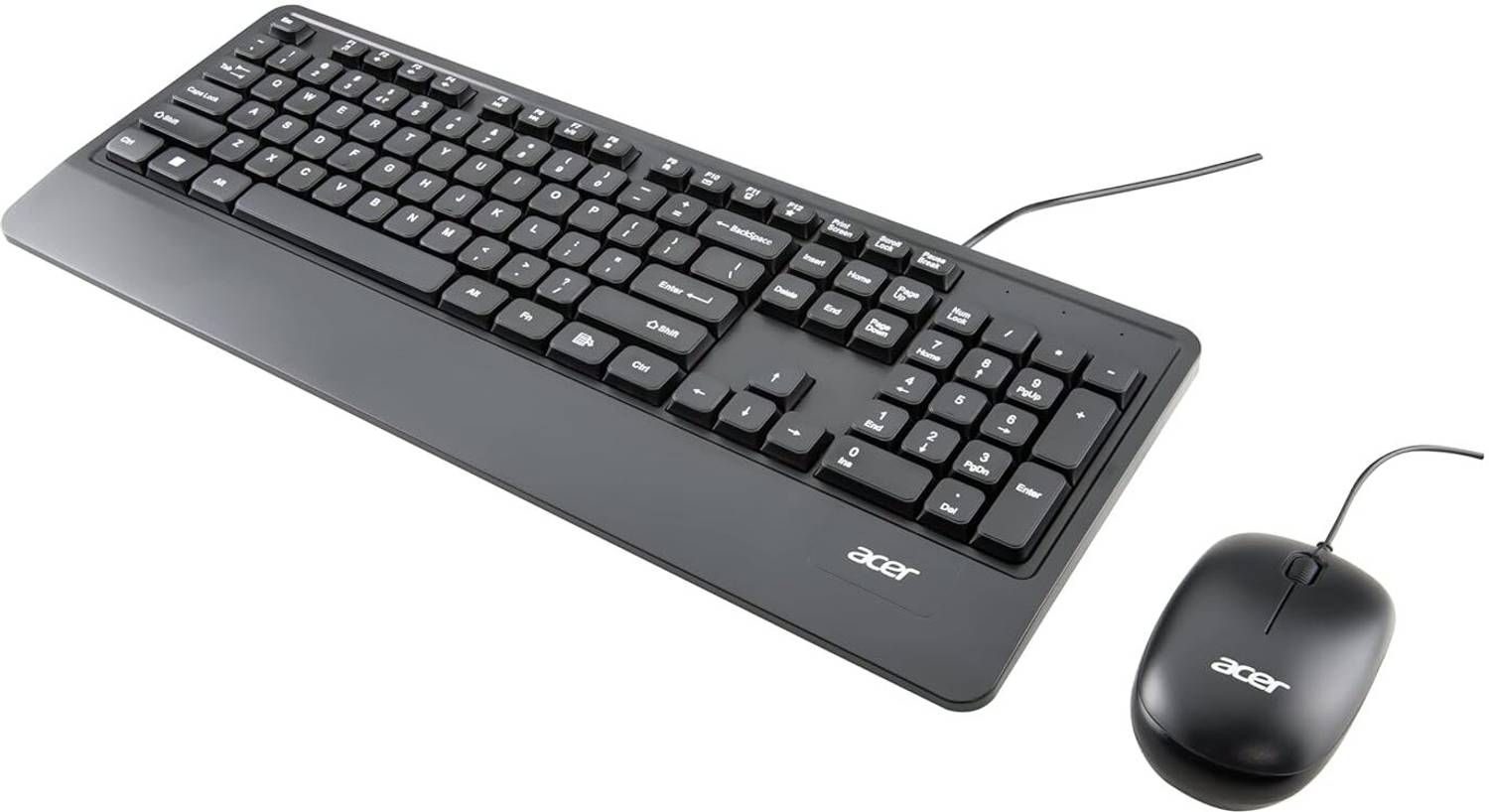 Acer Keyboard & Mouse Combo with Palm Rest Wired USB Standard Laptop Keyboard Compatible with Desktop, Laptop with High-Precision Optical Mouse, Ergonomic Wrist Palm Rest