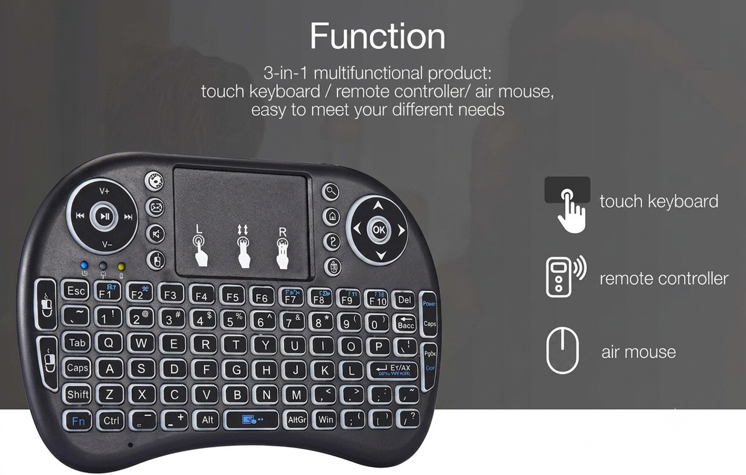 Image of Classictopp Mini Wireless Keyboard Touchpad Mouse Combo BK2569 Bluetooth Handheld Gaming Keyboard Compatible with Laptop