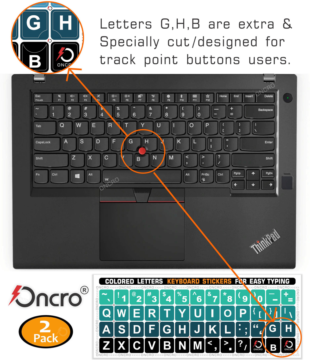 Image of ONCRO Colored Language Typing font English letter keyboard sticker alphabets stickers Wired USB Laptop-size Laptop Keyboard Compatible with Laptop, Desktop, Mac