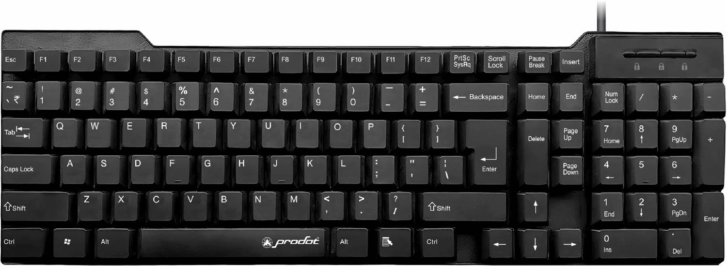 PRODOT QWERTY Keyboard with Low Profile Keys for Windows, Mac, PC