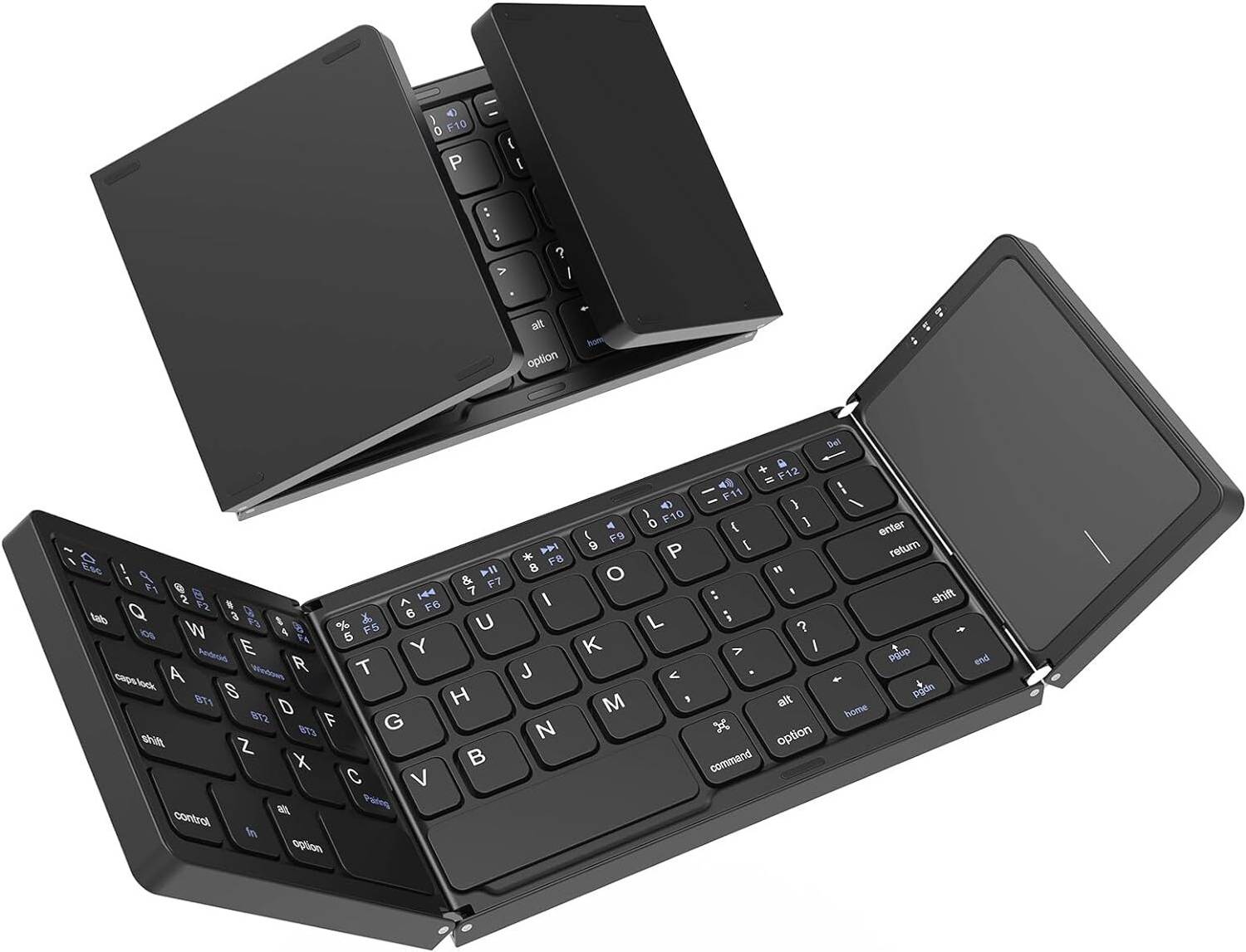 MOSHTU Foldable Keyboard, Tri-Folding Wireless Portable with Sens