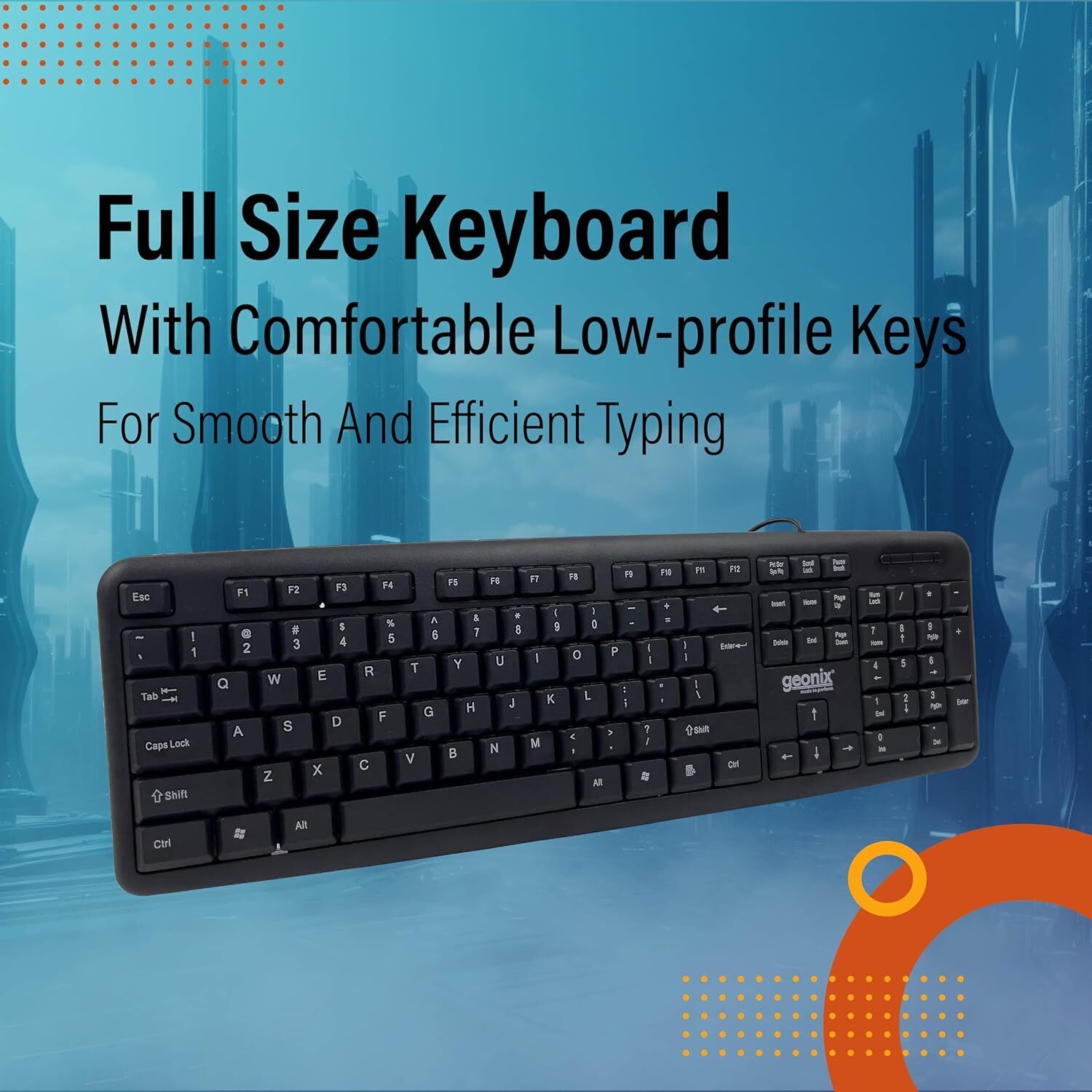 Image of GEONIX Wired Essential Wired USB Standard Laptop Keyboard Compatible with Desktop, Laptop, Tablet
