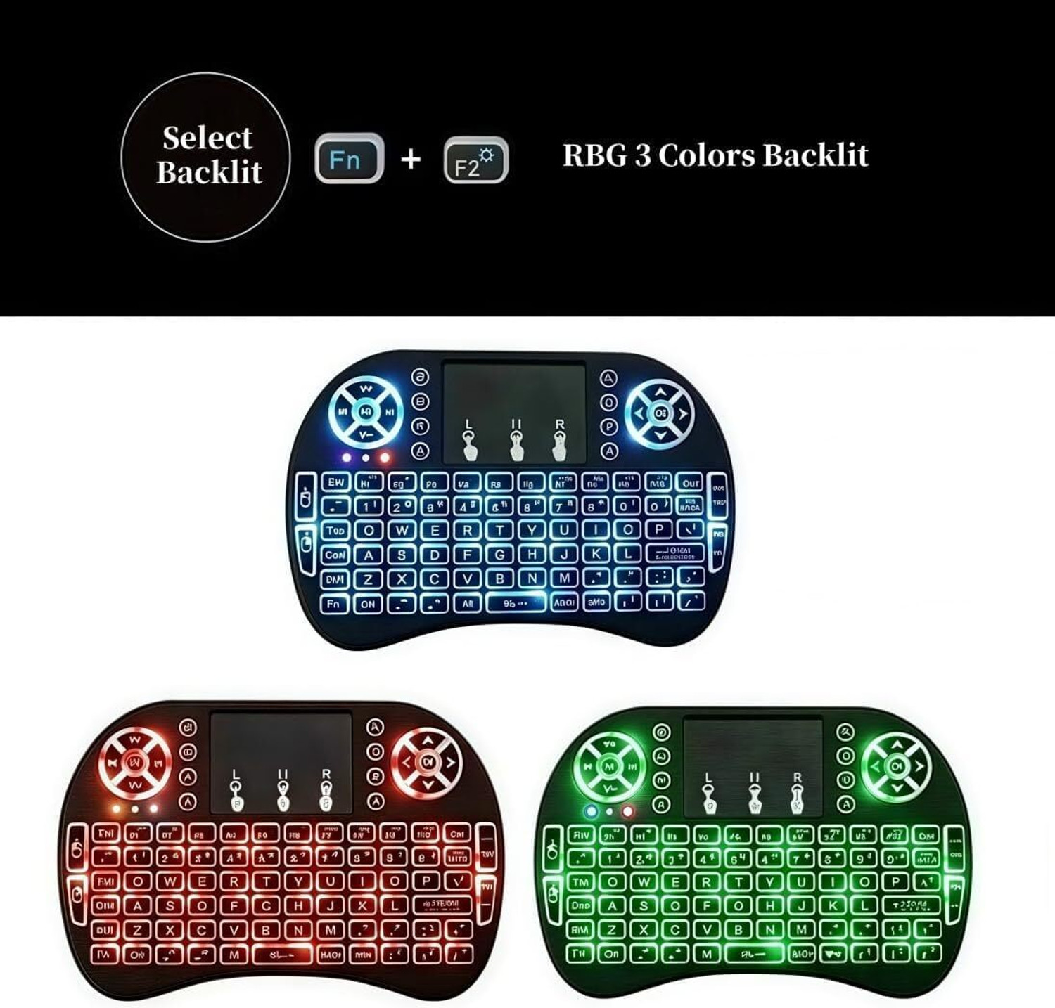 Image of coolcold Mini Bluetooth Keyboard with Touchpad | Wireless 2.4G & Backlit Bluetooth, Wireless Handheld Laptop Keyboard Compatible with iPad, Desktop, Laptop, Mac, Tablet