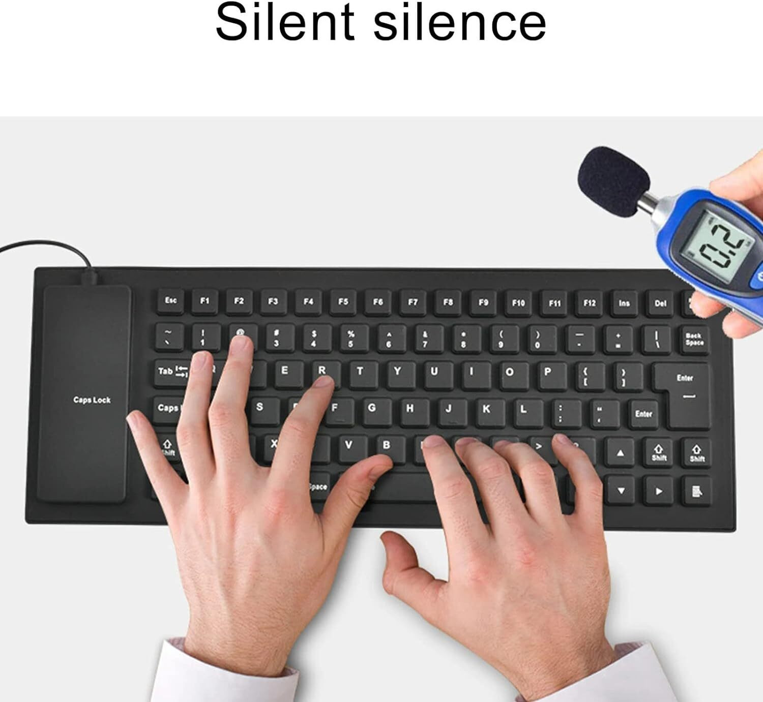 Image of BLAPOXE Foldable Silicone Wired Silent Keyboard, 85-Key Portable Soft Rubber Keyboard Wired USB, Wireless Handheld Laptop Keyboard Compatible with Desktop, Laptop, Mac