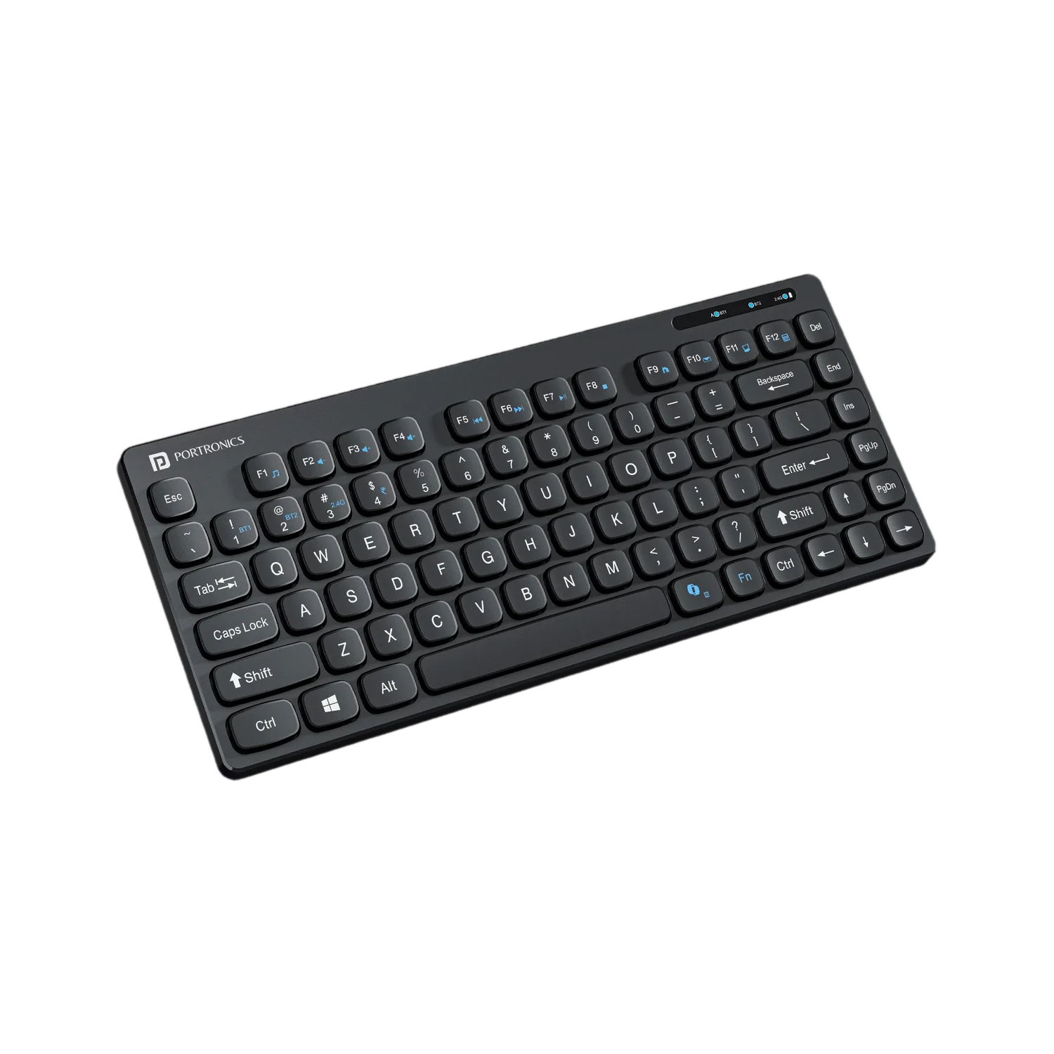 Portronics Bubble, POR1677 2.4 GHz & Bluetooth 5.0 Connectivity, Noiseless Experience Bluetooth, Wireless Handheld Laptop Keyboard Compatible with Desktop, Laptop, Tablet, iPad, Mac Dual Mode (Bluetooth + 2.4GHz), with 12-inch Tablet & Smartphone Slot, Whisper-Quiet Keystrokes