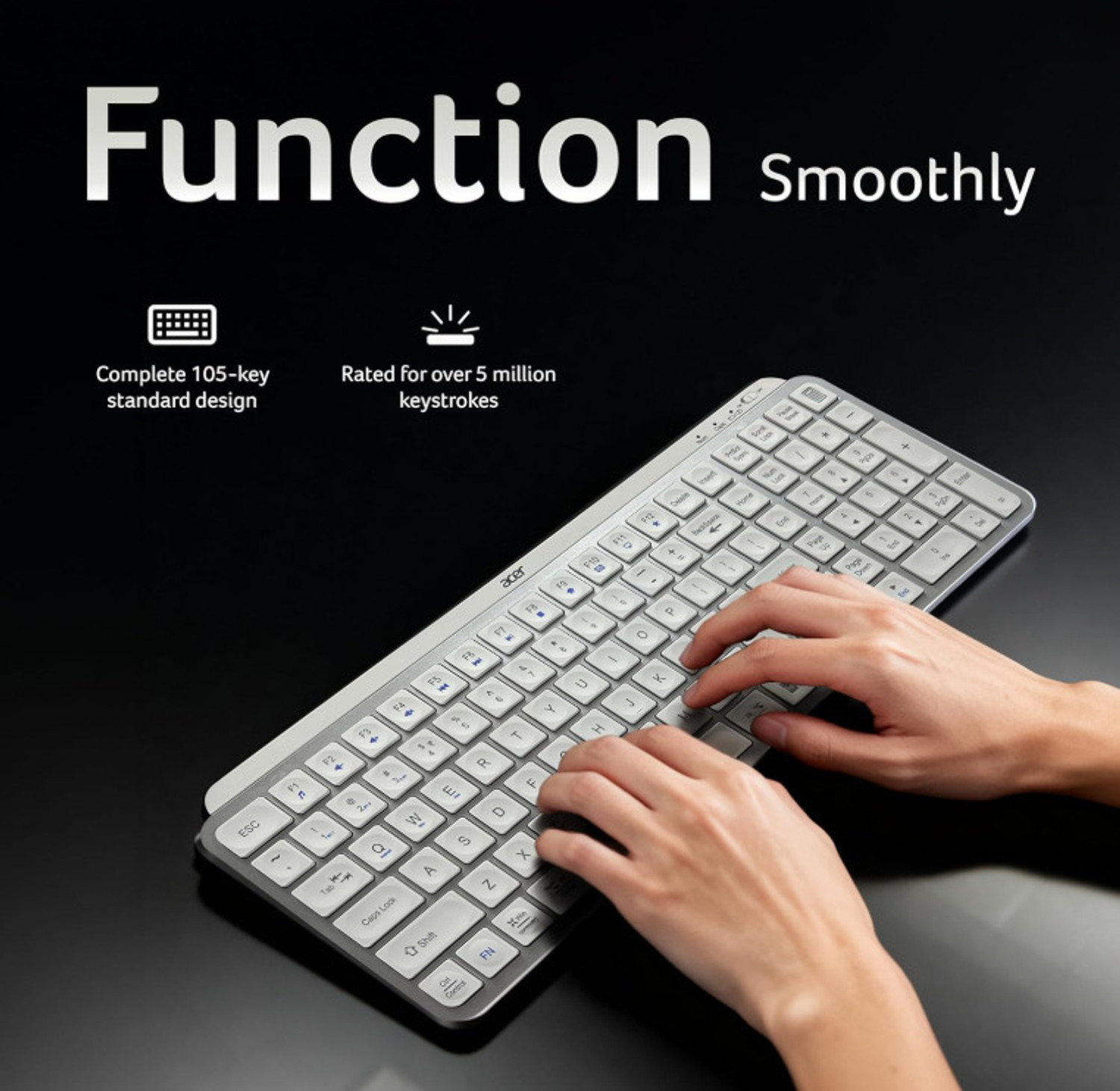 Image of Acer ZC.A01SI.3ZG Wireless Standard Laptop Keyboard Compatible with Desktop, Laptop, Tablet