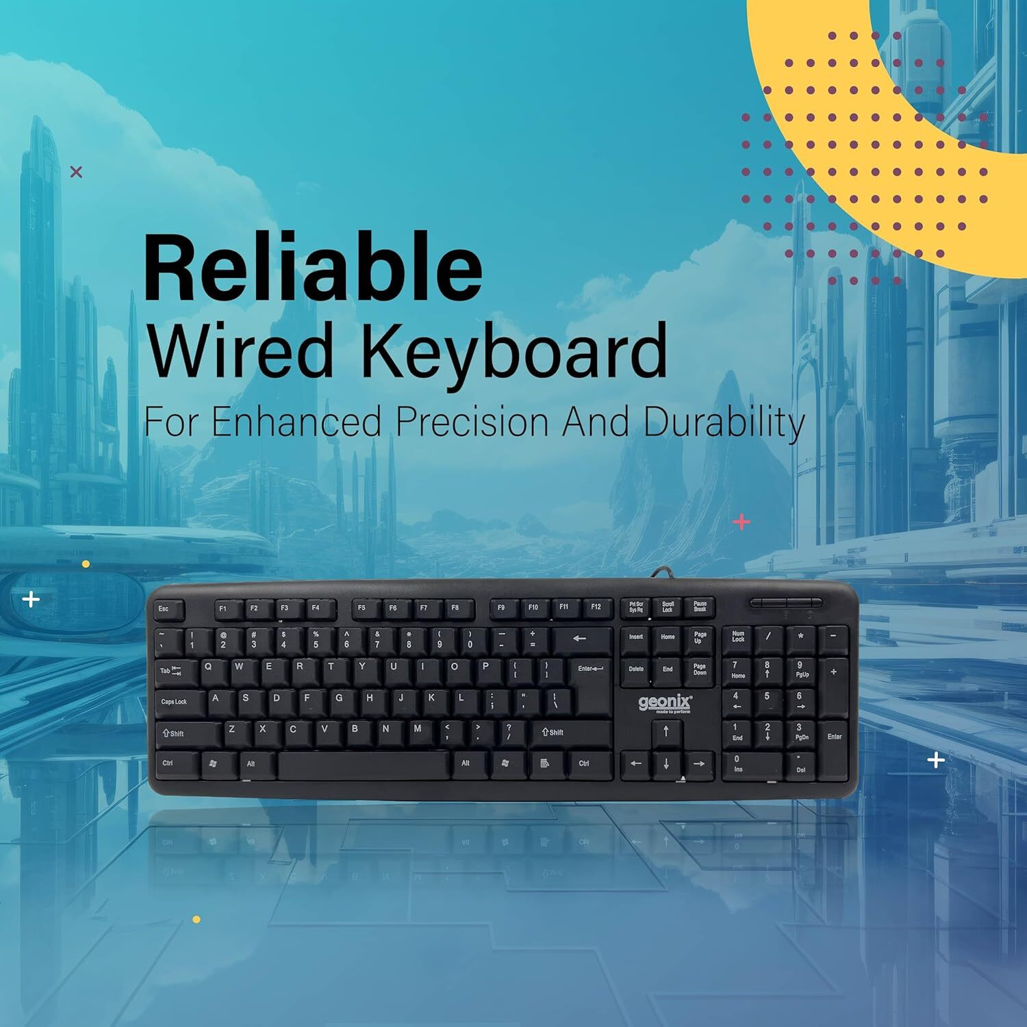 Image of GEONIX Wired Essential Wired USB Standard Laptop Keyboard Compatible with Desktop, Laptop, Tablet