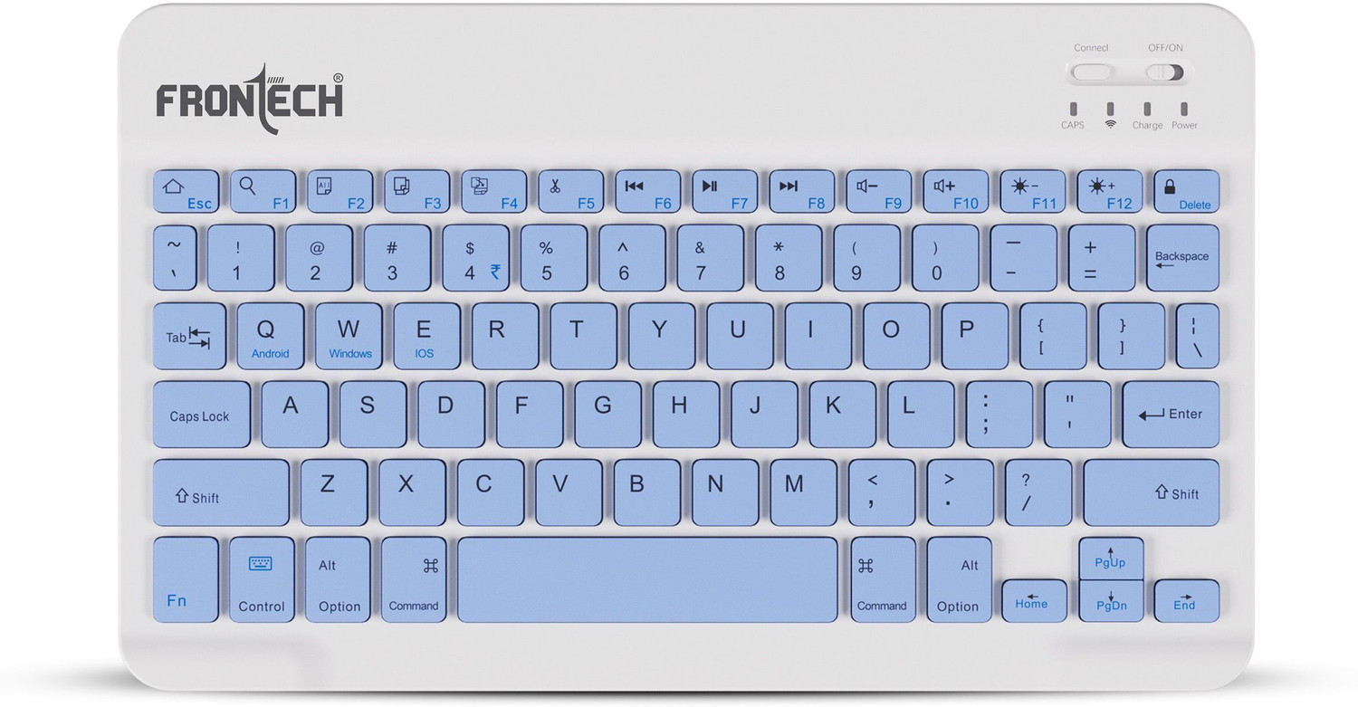 Image of Frontech Wireless Mini Keyboard | 78 Functional Hot Keys | 120mAh Rechargeable battery | Bluetooth Standard Laptop Keyboard Compatible with Laptop