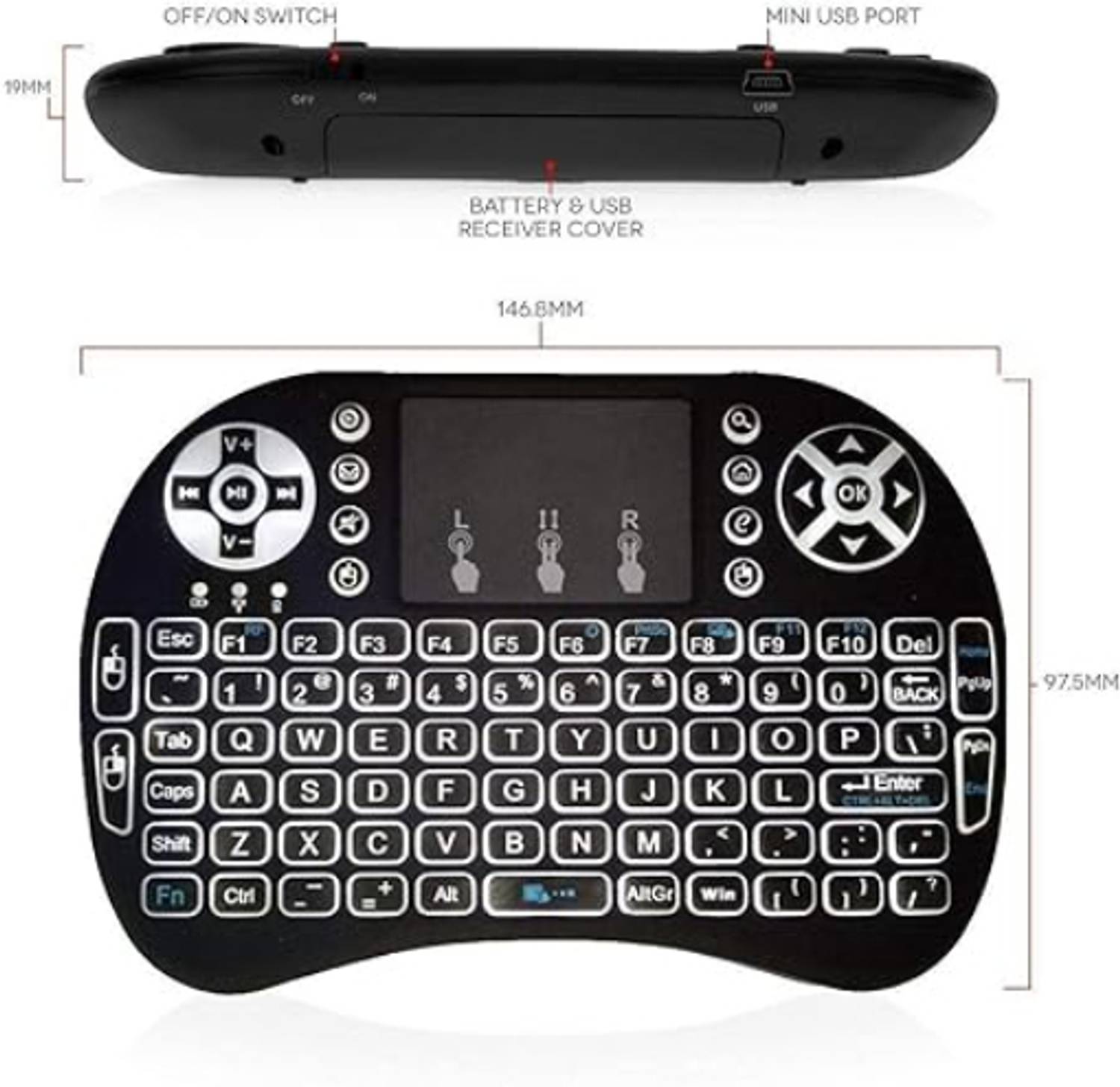 Clairbell BGF_869A_hard Keyboard with Backlight Touchpad Mouse, M