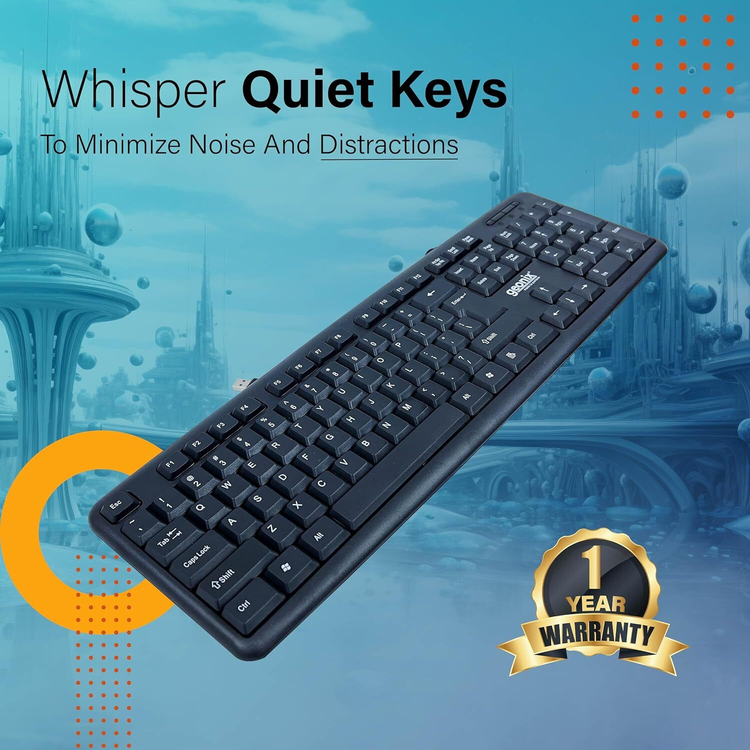 Image of GEONIX Wired Essential Wired USB Standard Laptop Keyboard Compatible with Desktop, Laptop, Tablet