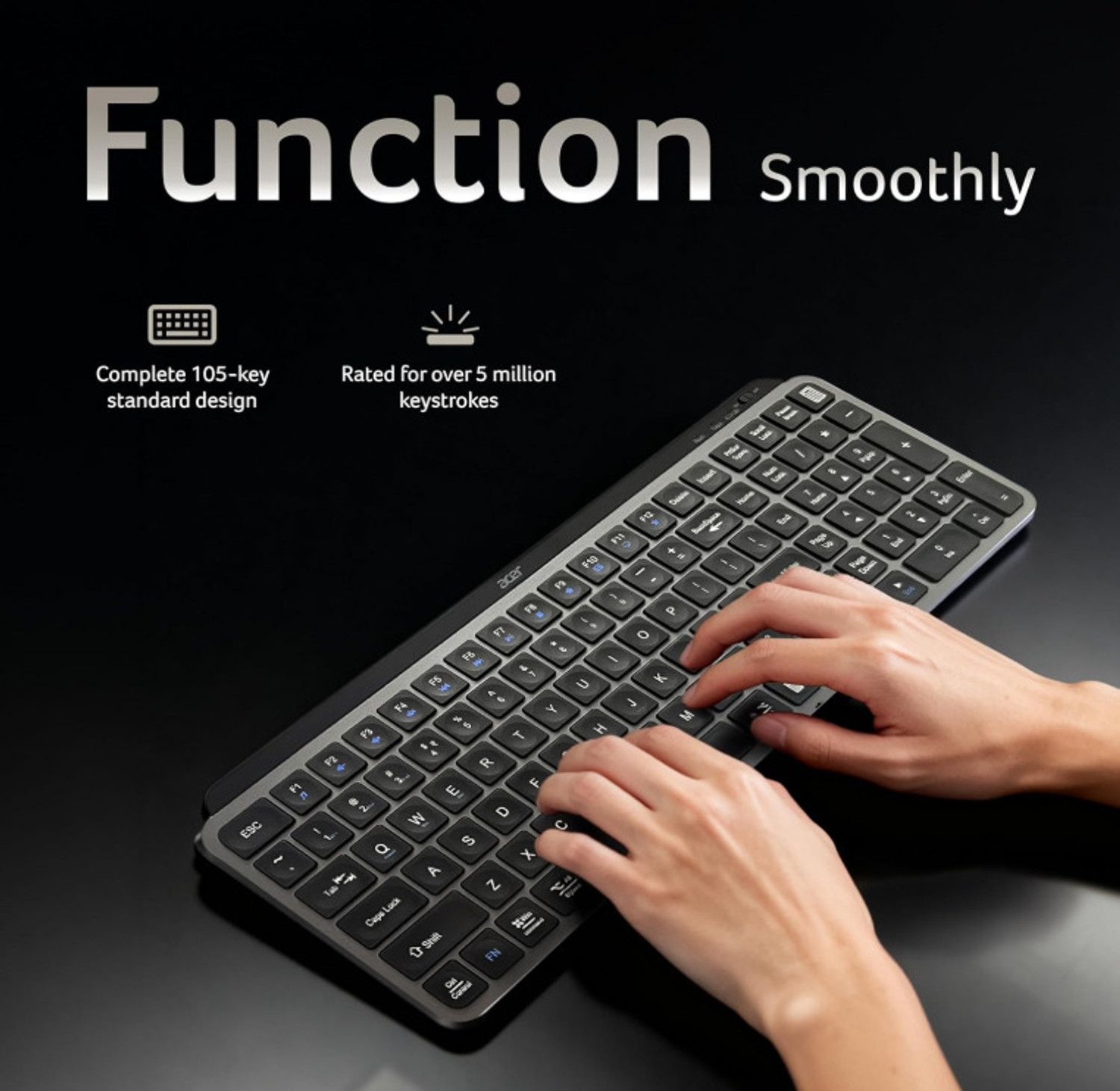 Image of Acer ZC.A01SI.3ZF Wireless Standard Laptop Keyboard Compatible with Desktop, Laptop, Tablet