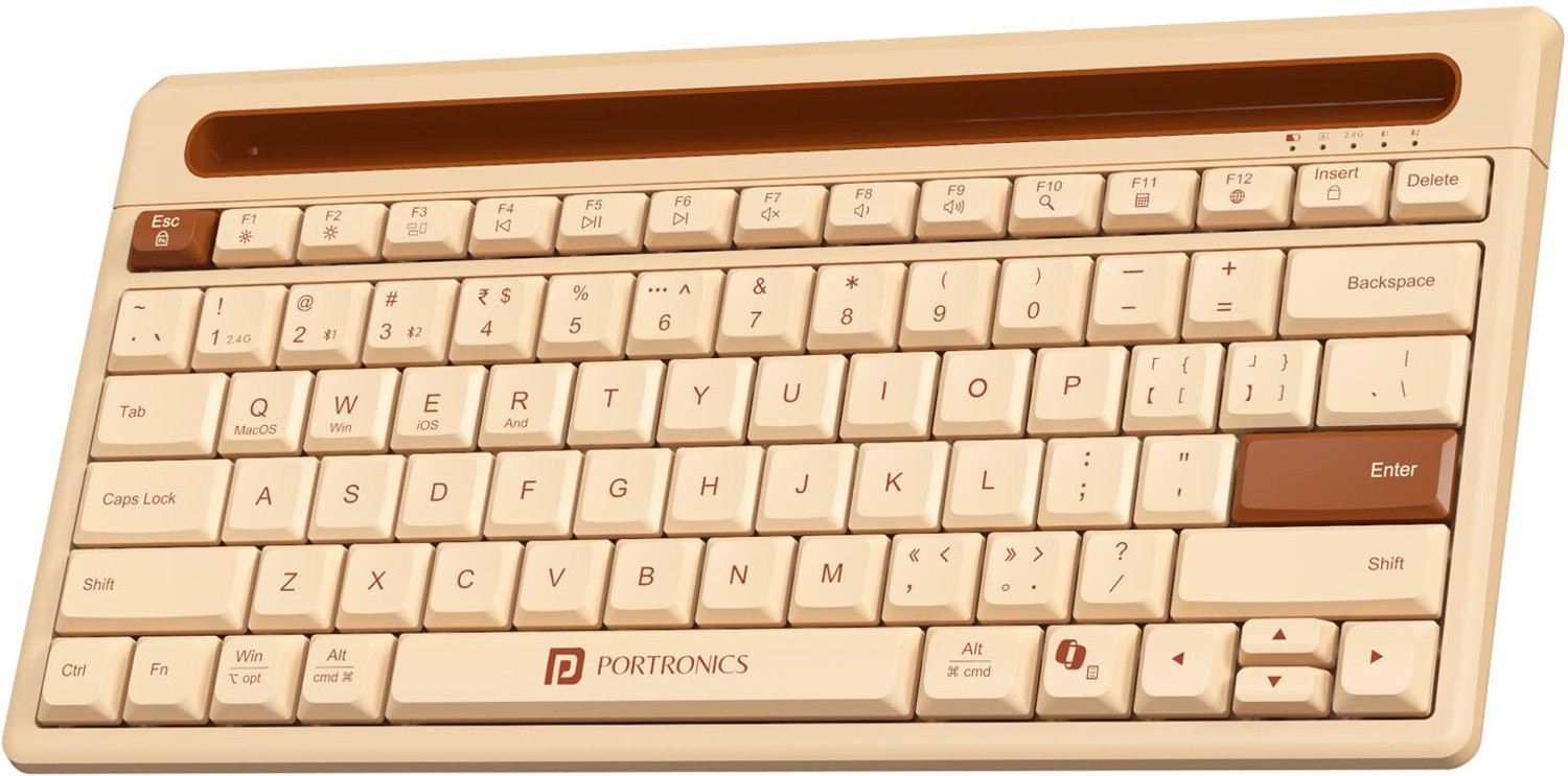 Image of Portronics Bubble Dock 2.0 Wireless Keyboard with Bluetooth + 2.4 GHz USB Receiver Bluetooth, Wireless Handheld Laptop Keyboard Compatible with Desktop, Laptop, Mac