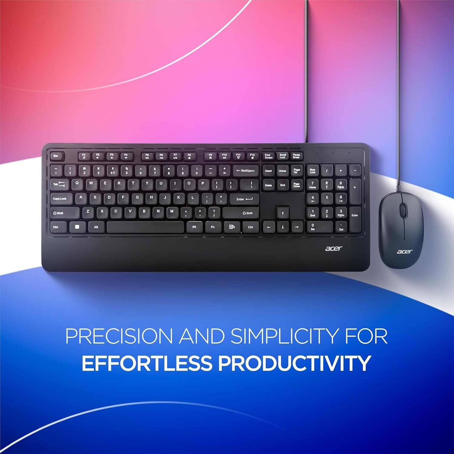 Image of Acer Keyboard & Mouse Combo with Palm Rest Wired USB Standard Laptop Keyboard Compatible with Desktop, Laptop