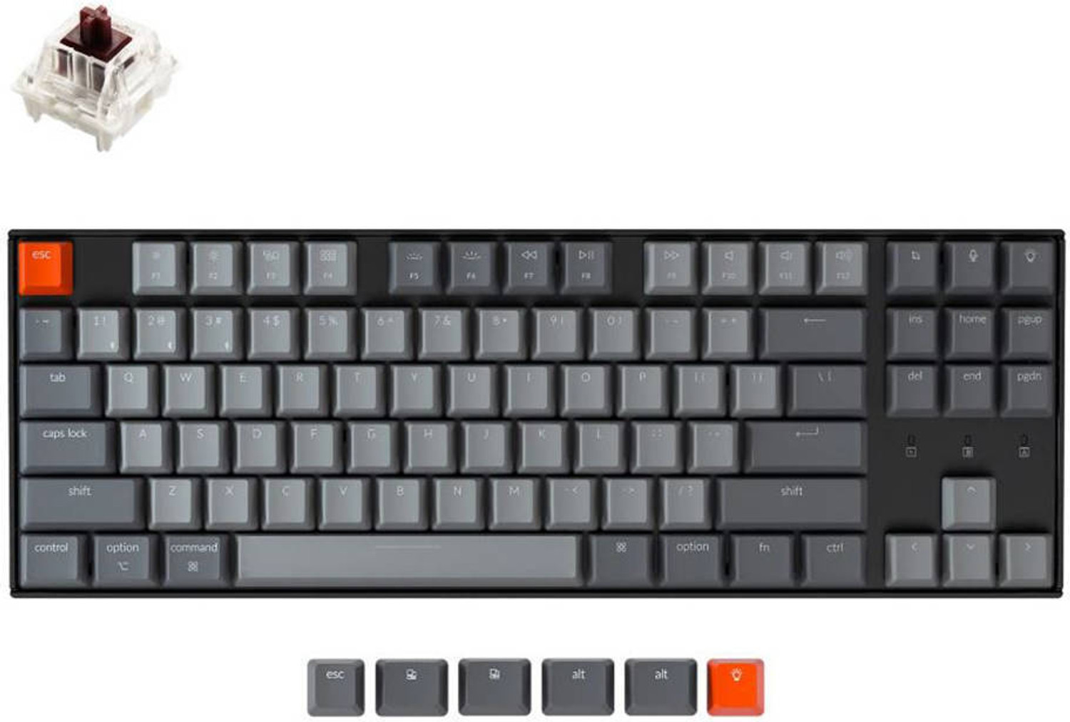 Image of Keychron K8 Wireless Mechanical Keyboard | RGB | Plastic frame | TKL Wired USB, Wired USB, Wireless Tenkeyless Laptop Keyboard Compatible with Desktop, Laptop, Mac , with gaming mode ,stand support,multimedia keys,Keychron K8 Wireless Mechanical Keyboard Non- Swappable Plastic Frame, 80% Layout Programmable Keyboard with RGB Backlit, Gateron G Pro Red Switch