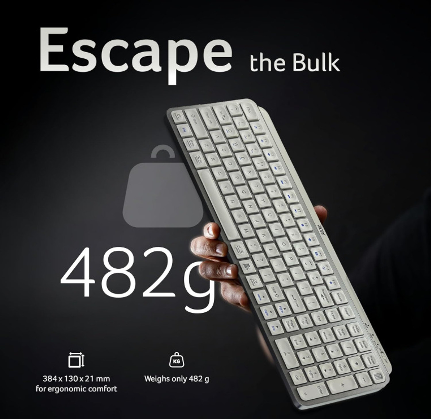 Image of Acer ZC.A01SI.3ZG Wireless Standard Laptop Keyboard Compatible with Desktop, Laptop, Tablet