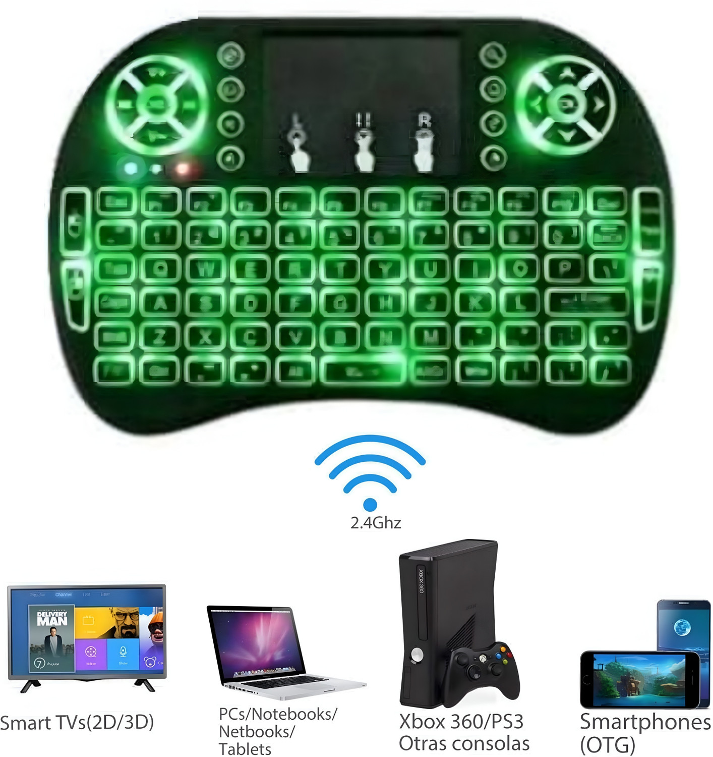 Image of coolcold Mini Bluetooth Keyboard with Touchpad | Wireless 2.4G & Backlit Bluetooth, Wireless Handheld Laptop Keyboard Compatible with iPad, Desktop, Laptop, Mac, Tablet