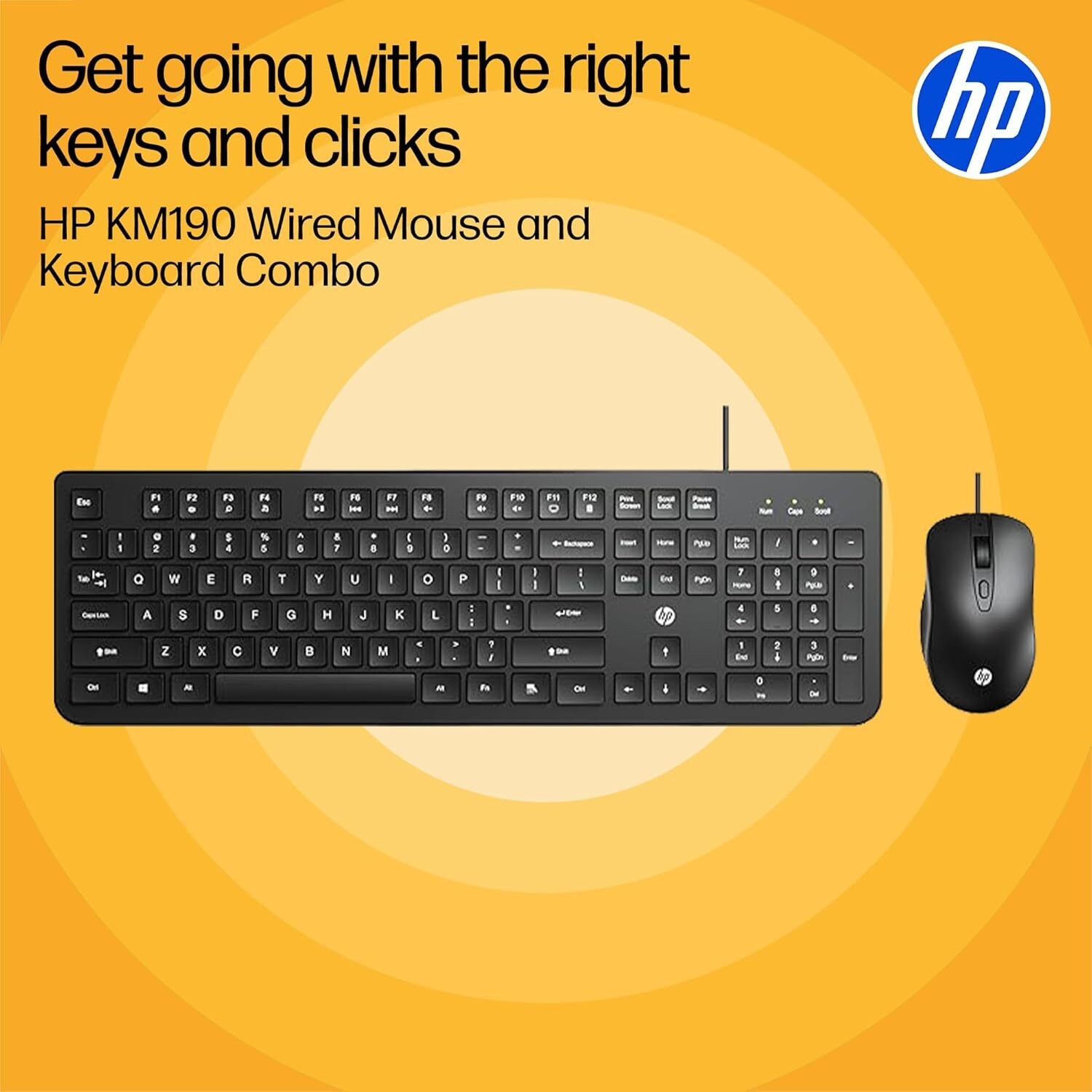 Image of HP KM190 Wired USB Standard Gaming Keyboard Compatible with Desktop, Laptop