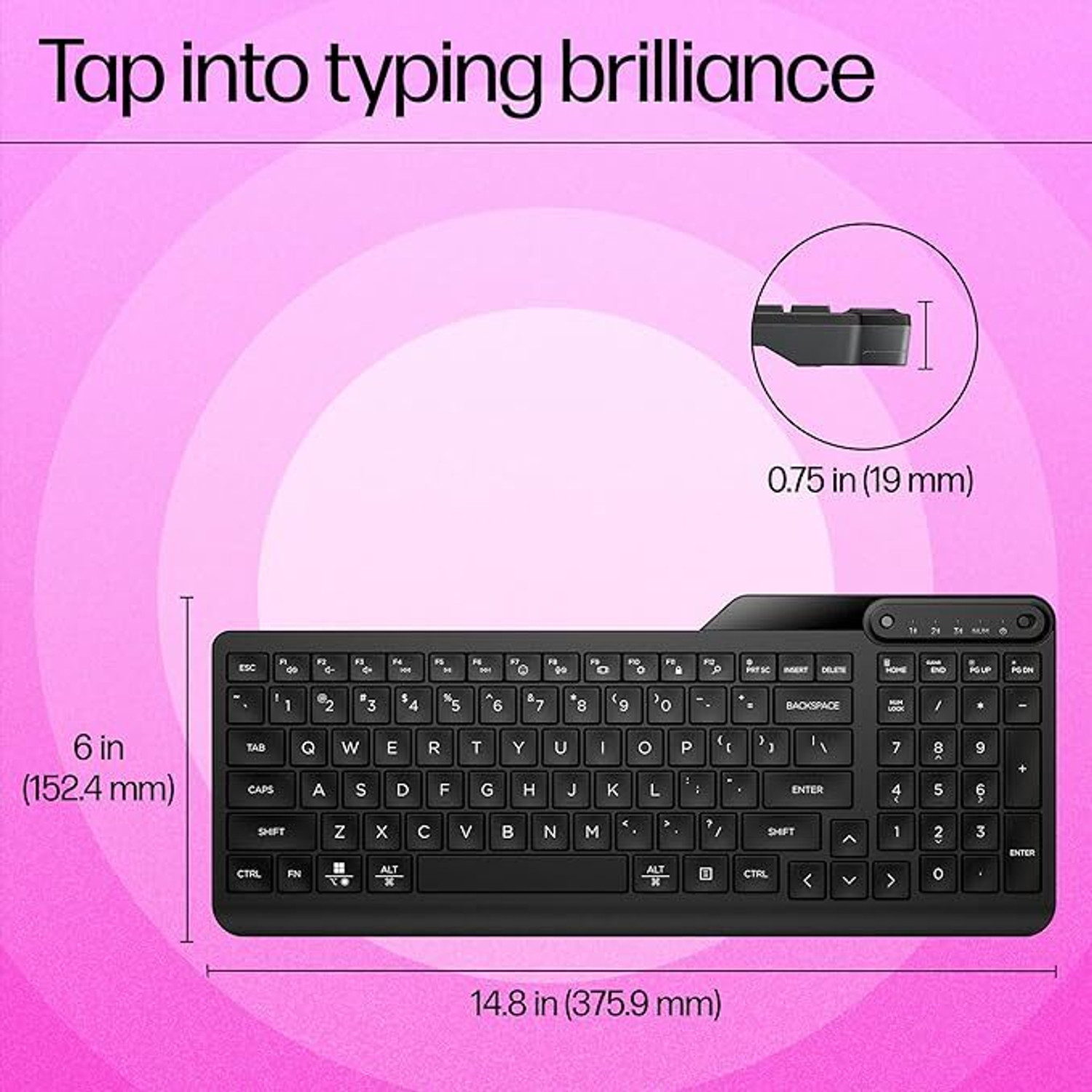 Image of HP 460 Wireless Standard Multi-device Keyboard Compatible with Desktop, Laptop, Mac