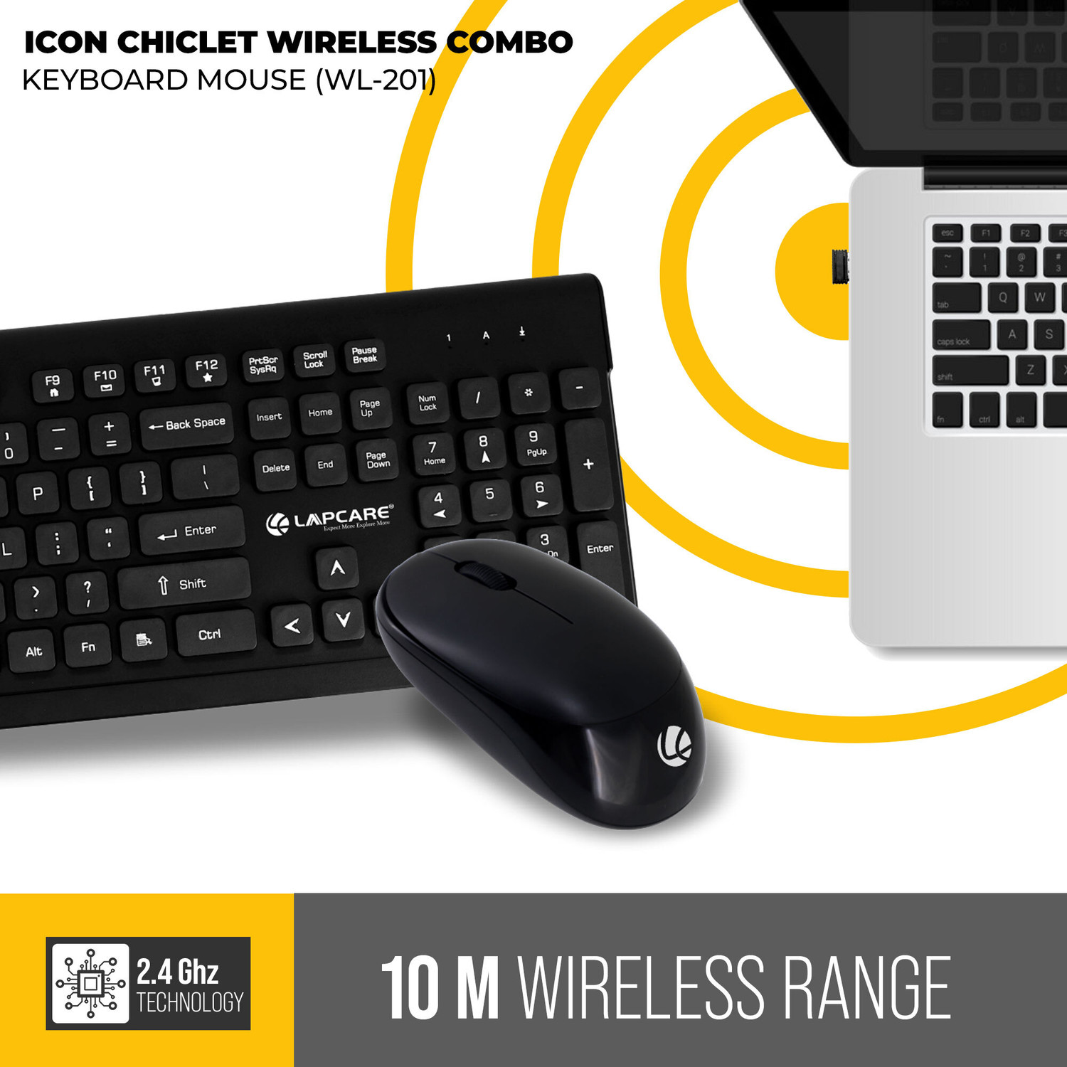 Image of LAPCARE ICON Chiclet Combo WL-201 Wireless Standard Laptop Keyboard Compatible with Desktop, Laptop, Mac