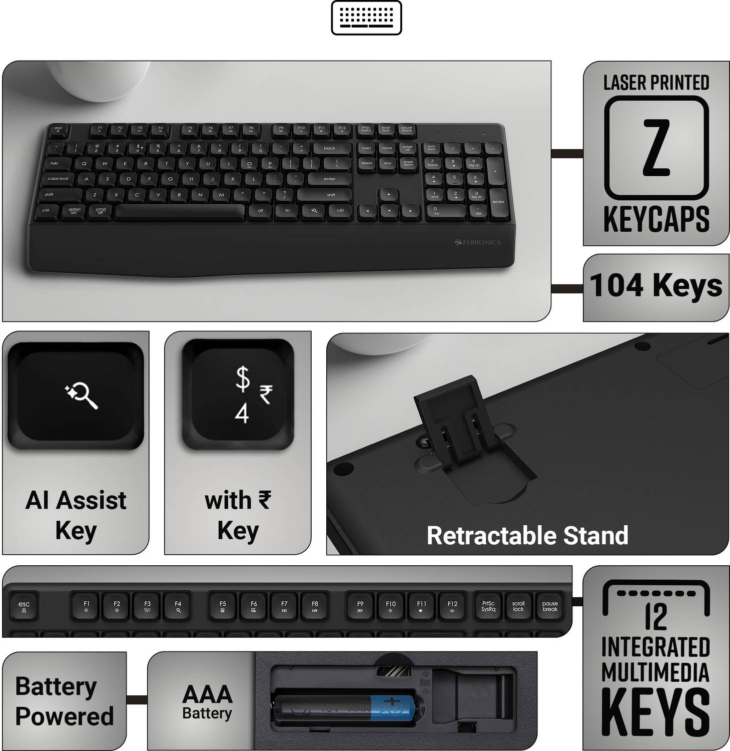 ZEBRONICS Companion 202 Wireless Standard Desktop Keyboard