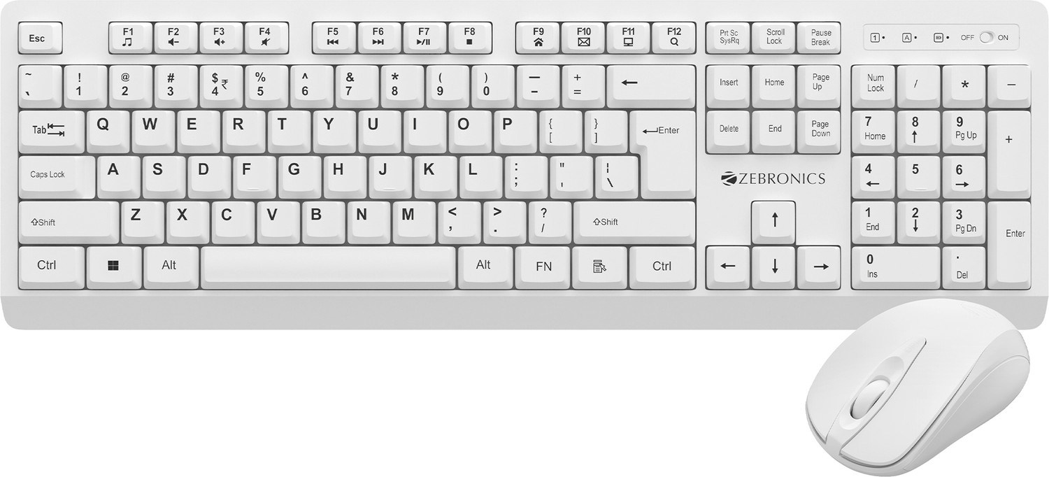 Image of ZEBRONICS Zeb-Companion 116 (White) Wireless Standard Desktop Keyboard Compatible with Desktop, iPad, Laptop, Mac, Tablet