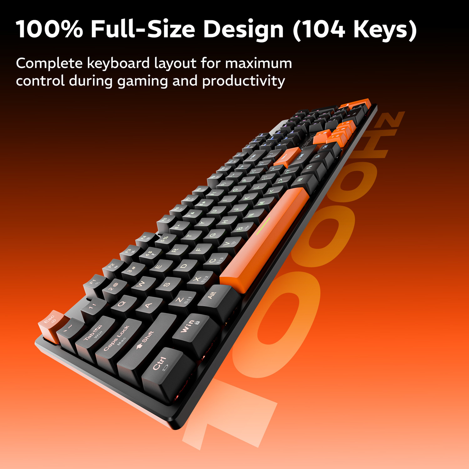 Image of ZEBRONICS ZEB-MWK2 (Black) Bluetooth, Wireless, Wired USB Standard Gaming Keyboard Compatible with Desktop, Laptop, Tablet, Mac Tri-Mode, Rechargeable, N-Key Rollover, Linear Red Switches, 1000Hz Polling Rate,104 Keys, Mechanical