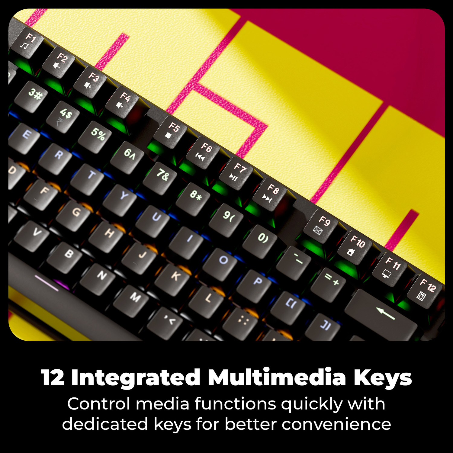 Image of ZEBRONICS ZEB-MK2 Wired USB Standard Gaming Keyboard Compatible with Desktop, Laptop, Mac Mechanical,Silent linear Red Switches, 26 Anti Ghosting, Double shot KeyCaps, 17 LED Modes,104 Keys with 12 Multimedia Keys,Mechanical