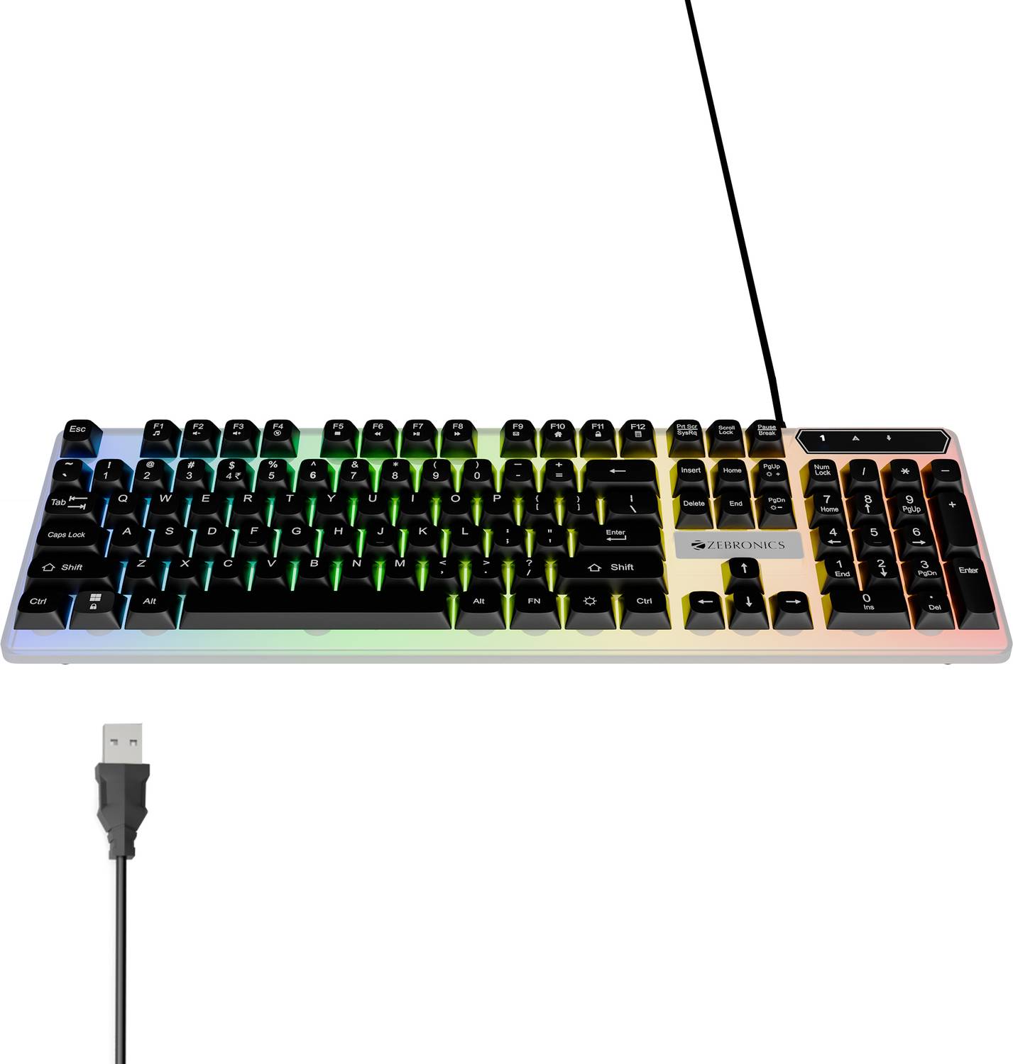 ZEBRONICS Zeb-KKB 4 White+Black Gaming Keyboard - Image 2