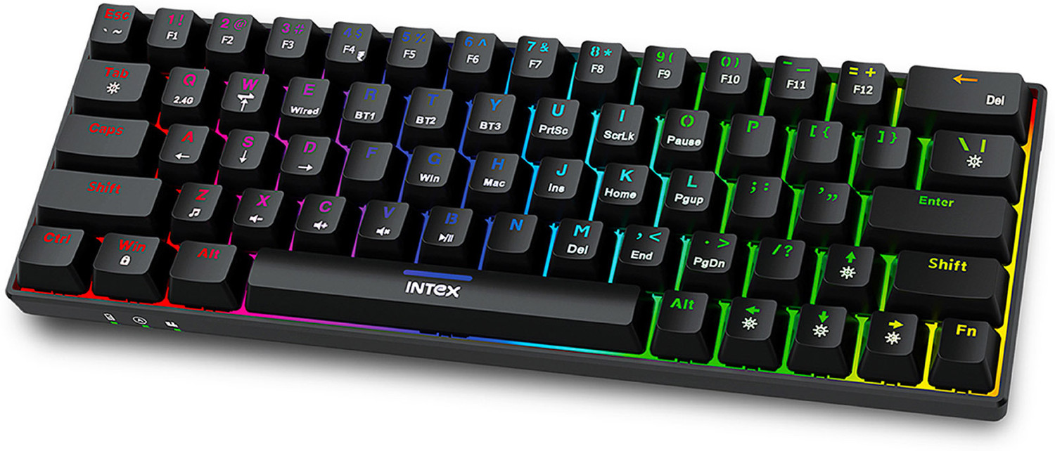 Image of Intex Caliber Pro Keyboard RGB LED light Mechanical blue switch IT-WLKB011 Wireless Standard Gaming Keyboard Compatible with Desktop, Laptop, Mac Caliber Pro
