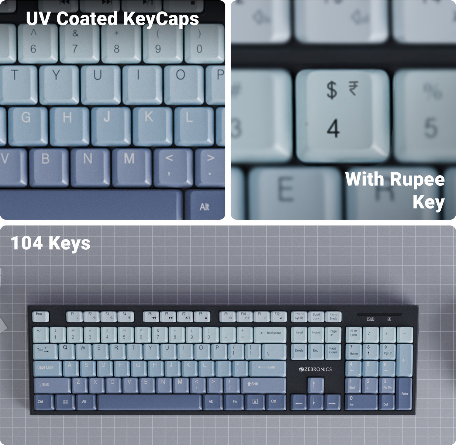 Image of ZEBRONICS Zeb-Companion 304 (Green) Wireless Standard Laptop Keyboard Compatible with Desktop, Laptop