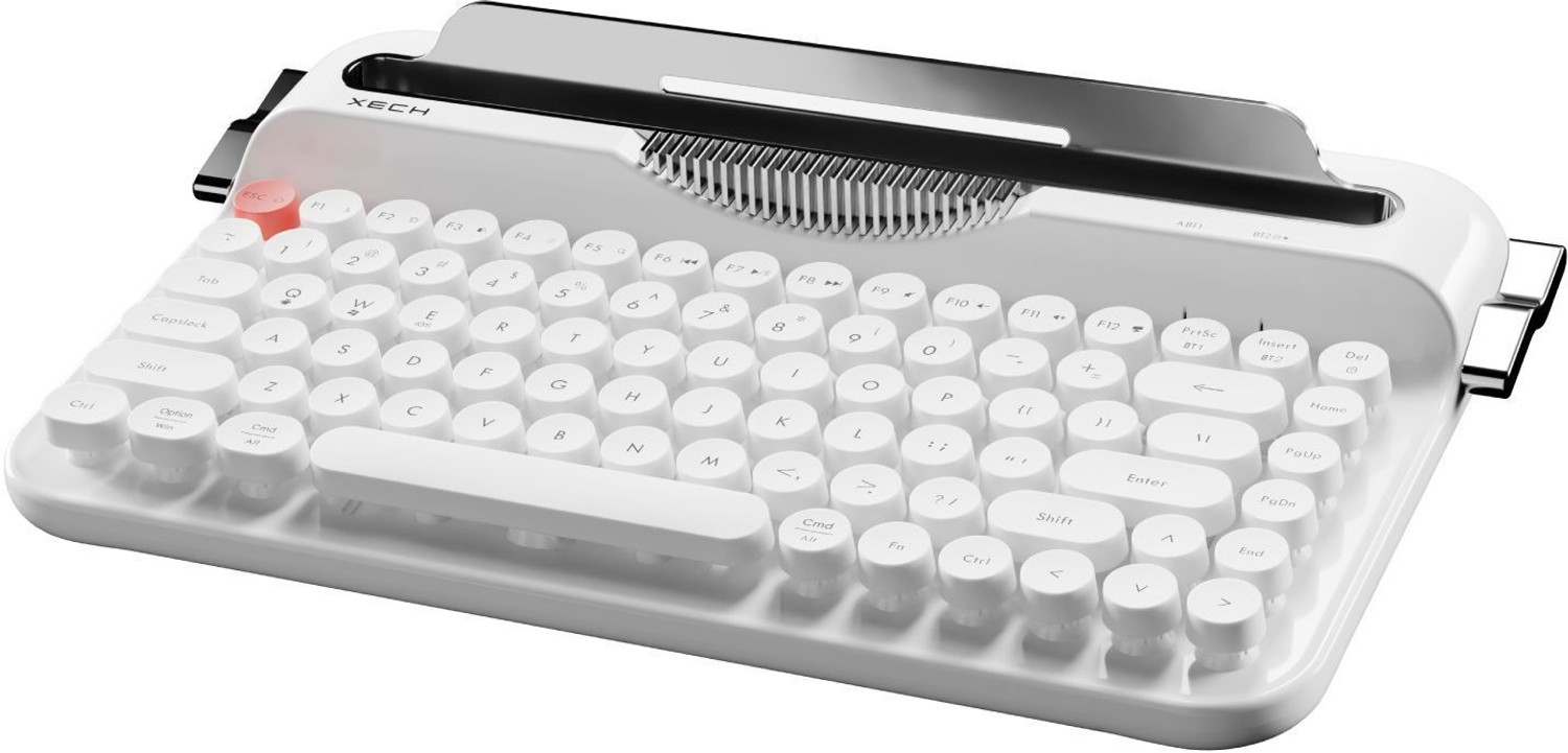 Image of xech Typewriter Wireless Keyboard Retro Vintage Design with Round Keycaps 2.4G Wireless, Bluetooth Tenkeyless Laptop Keyboard Compatible with Desktop, Laptop, Mac, iPad, Tablet