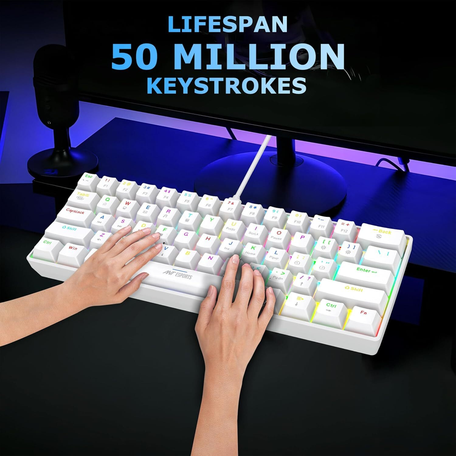 Image of Ant Esports MK1300 V2 Wired USB Standard Gaming Keyboard Compatible with Desktop, Laptop, Mac