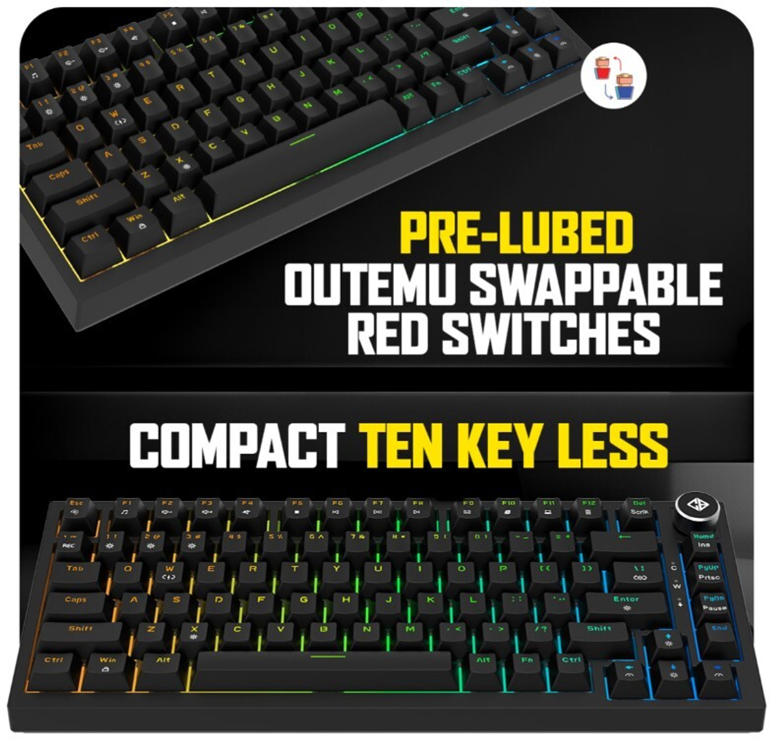 Image of Cosmic Byte CB-GK-43 Phantom Wired USB Tenkeyless Gaming Keyboard Compatible with Desktop