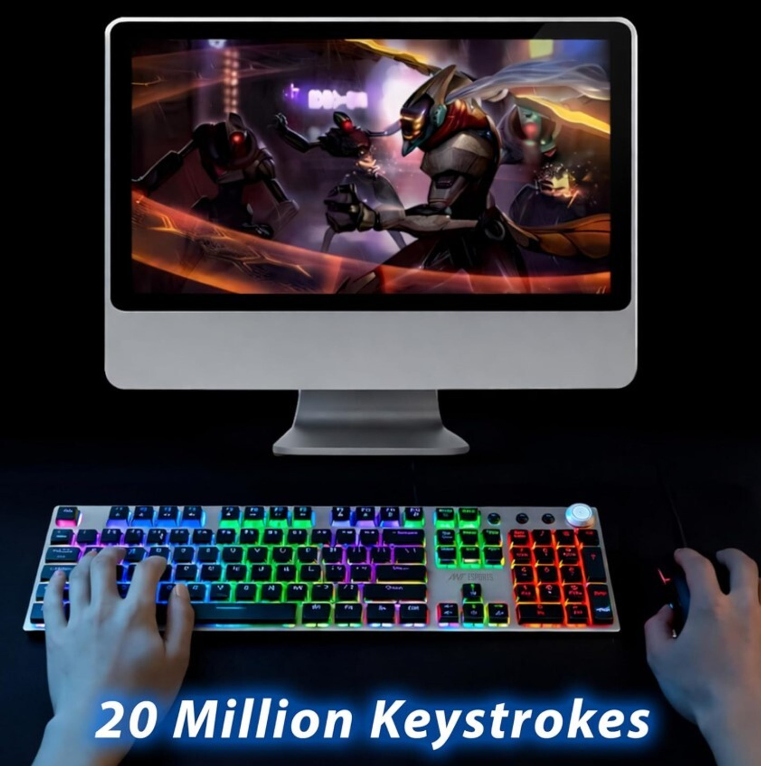Image of Ant Esports MK4400 pro Brown Switch Wireless, Wired USB, Bluetooth Standard Gaming Keyboard Compatible with Desktop, Laptop, Tablet