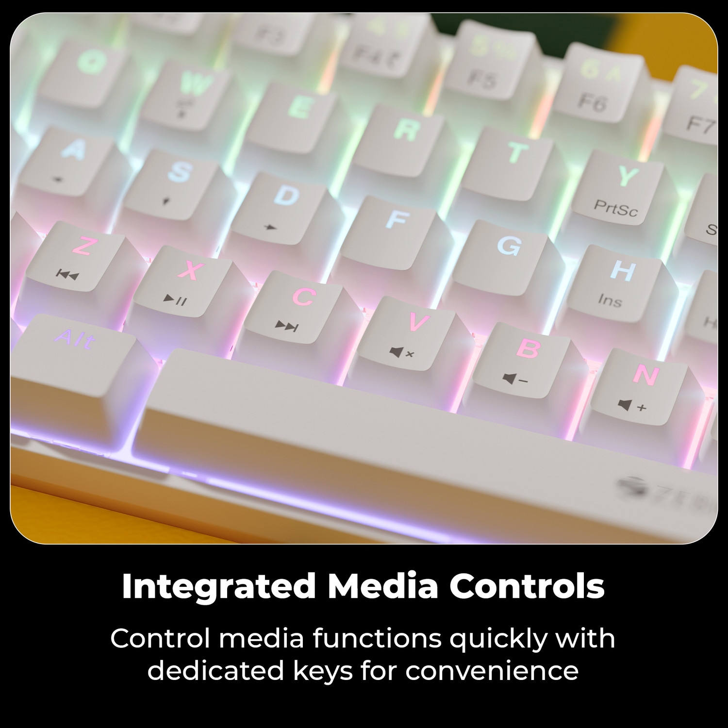 Image of ZEBRONICS ZEB-MK1 Wired USB Tenkeyless Gaming Keyboard Compatible with Desktop, Laptop, Mac Silent linear Red Switches, 26 Anti Ghosting, Double shot KeyCaps, 17 LED Modes, 61 keys,Mechanical
