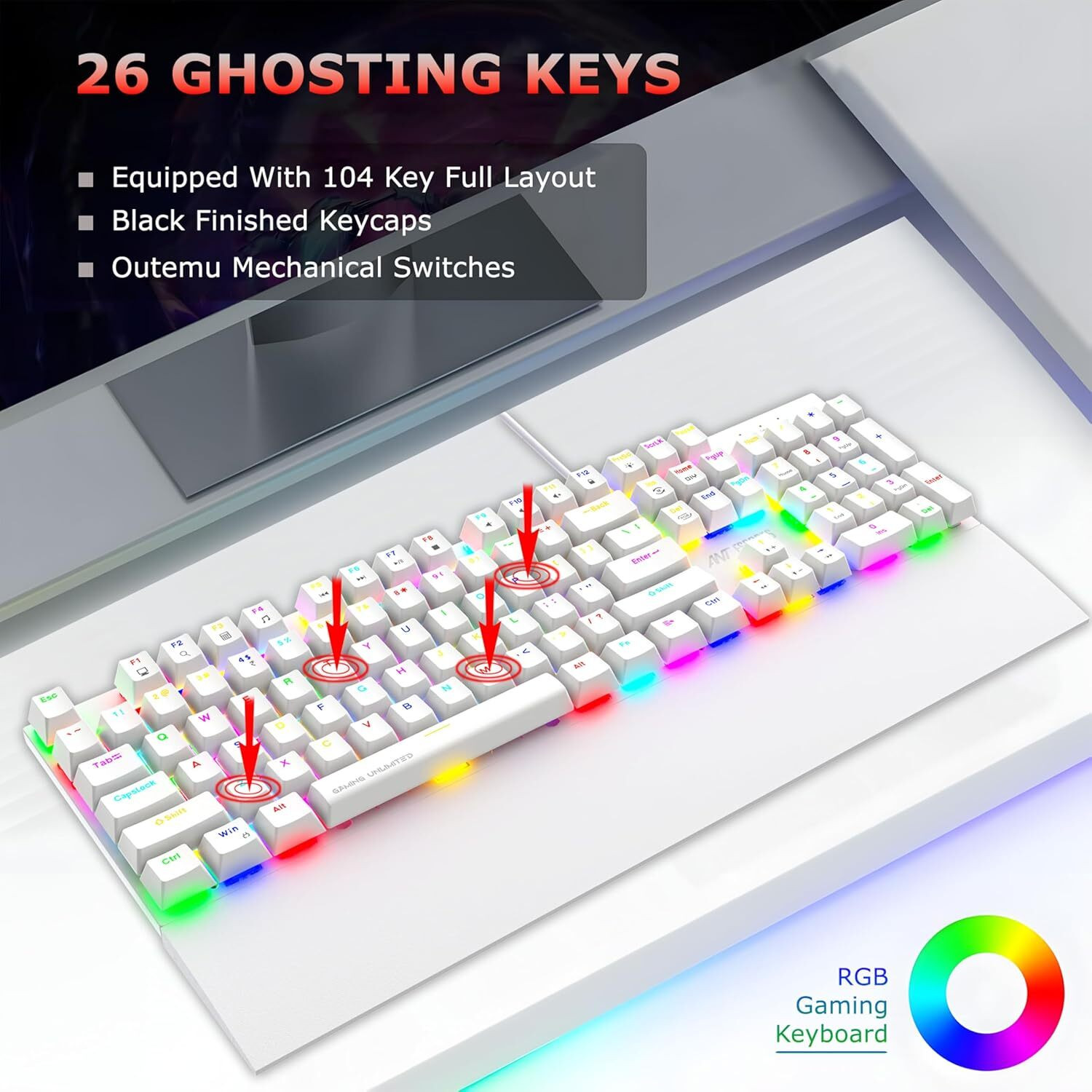 Image of Ant Esports MK4100 Wired USB Standard Gaming Keyboard Compatible with Desktop, Laptop