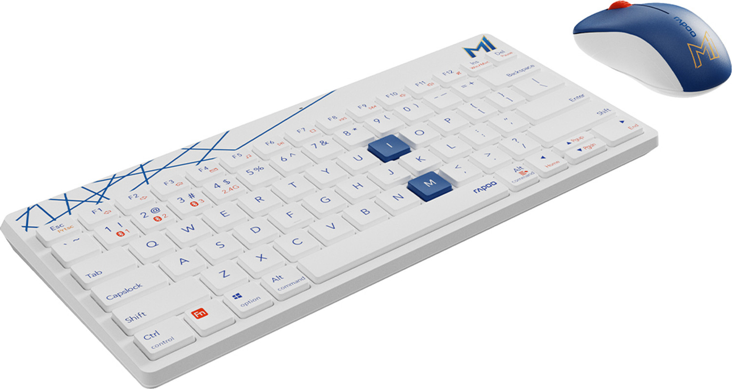 Image of RAPOO 8000M MI White Bluetooth Tenkeyless Multi-device Keyboard Compatible with Desktop, Laptop, Mac