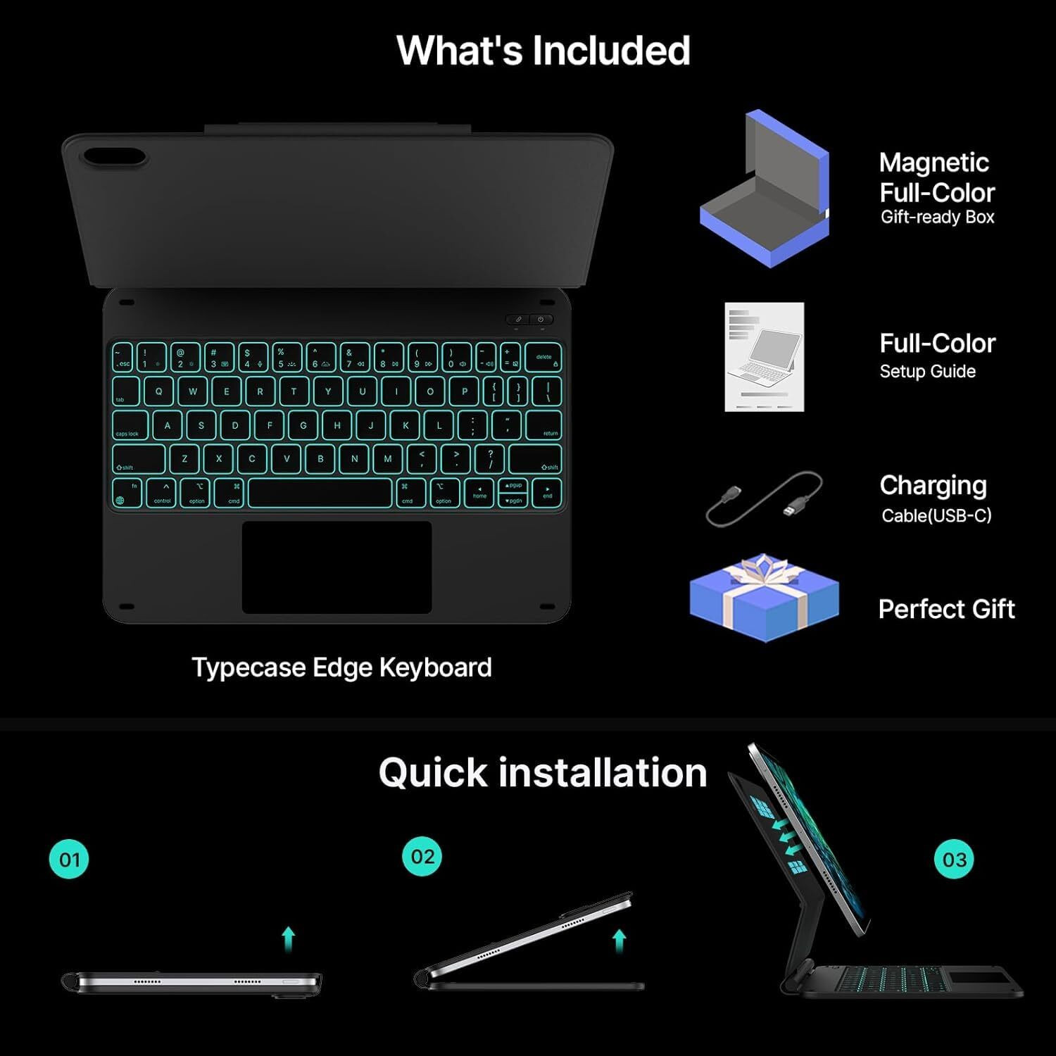 Image of Typecase Edge Magic Style for iPad A16(11th Gen, 2025) & 10th Gen Bluetooth Standard Tablet Keyboard Compatible with iPad