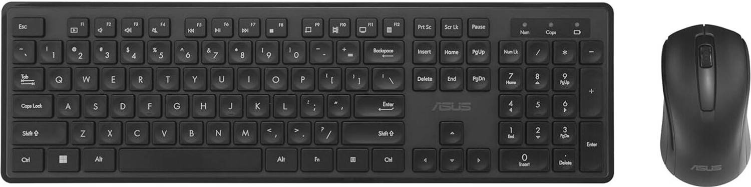 ASUS Wireless Keyboard and Mouse Set CW101 Wireless Standard Laptop Keyboard Compatible with Desktop, Laptop, Mac with High-Precision Optical Mouse, Retractable Ergonomic Tilt Stand
