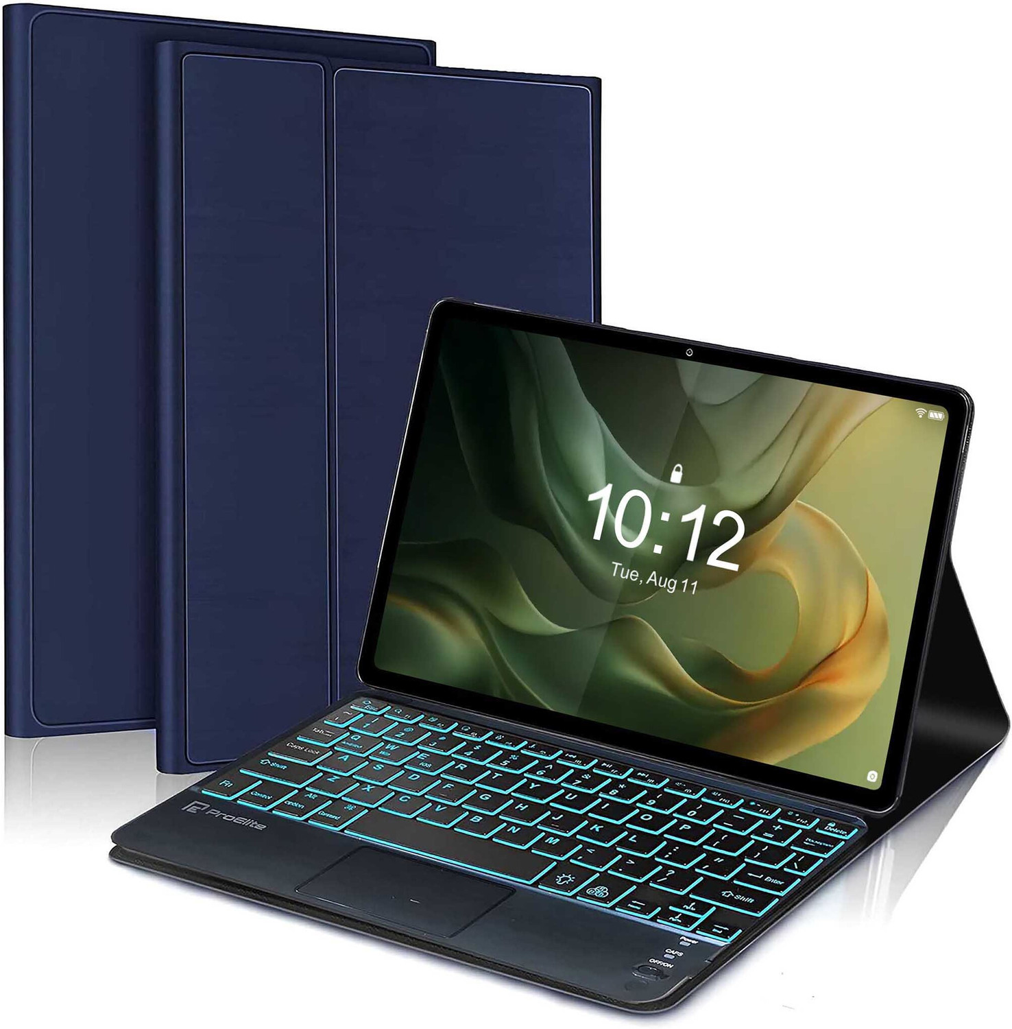 Image of Proelite TouchPad Keyboard case for Motorola Pad 60 Neo 11 inch Built-in 7-Colors Backlit Bluetooth Standard Tablet Keyboard Compatible with Tablet