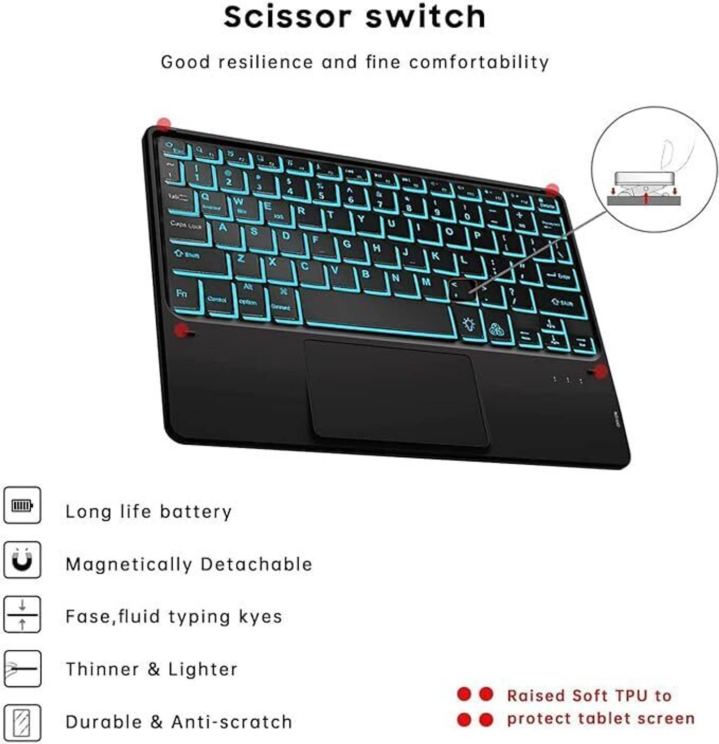 Proelite Samsung Galaxy Tab S7/S8/S9 11" Keyboard - Image 2